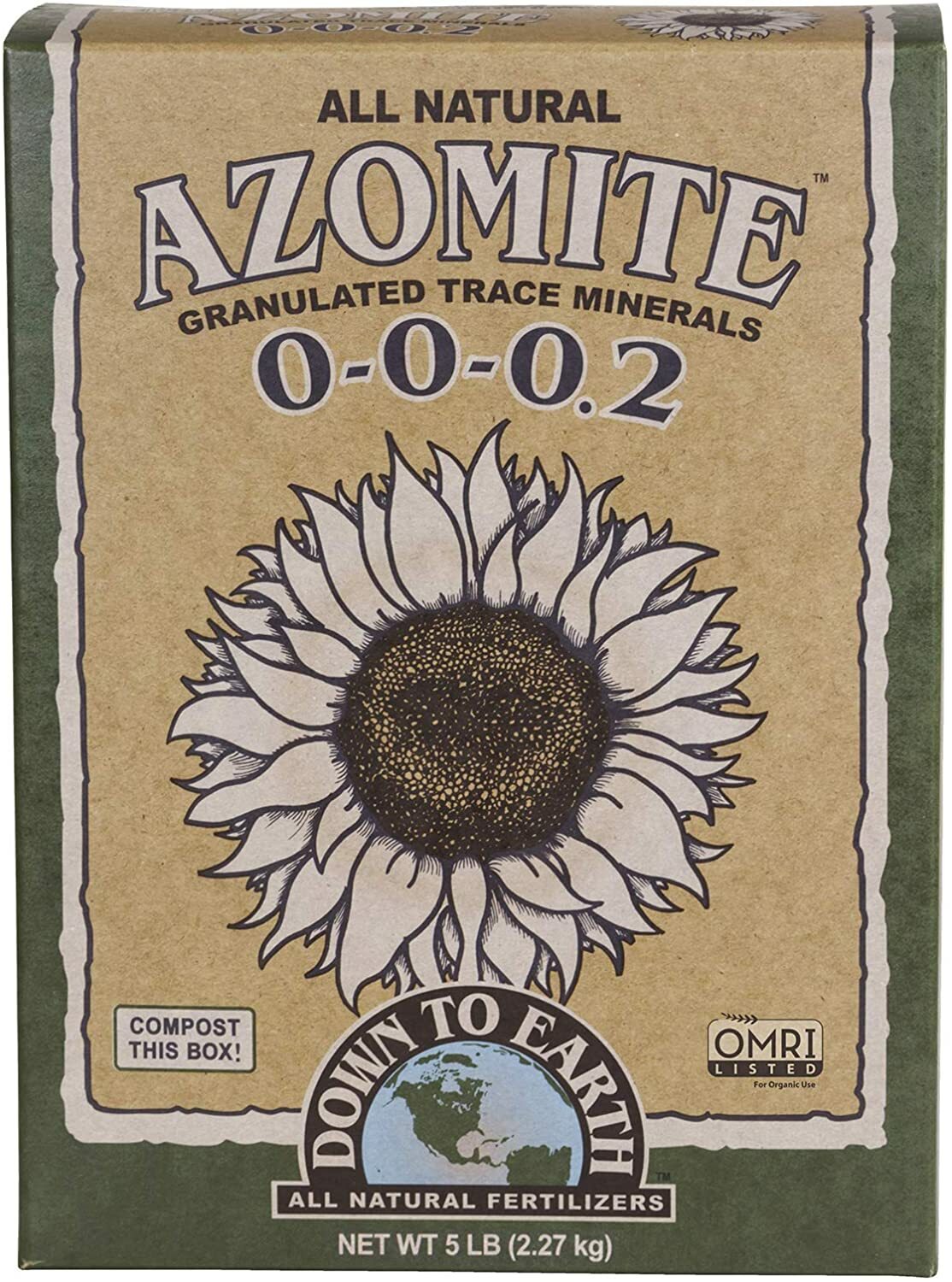 Down to Earth (#DTE07860) Organic Azomite Granulated Trace Minerals 0-0-0.2, 5#