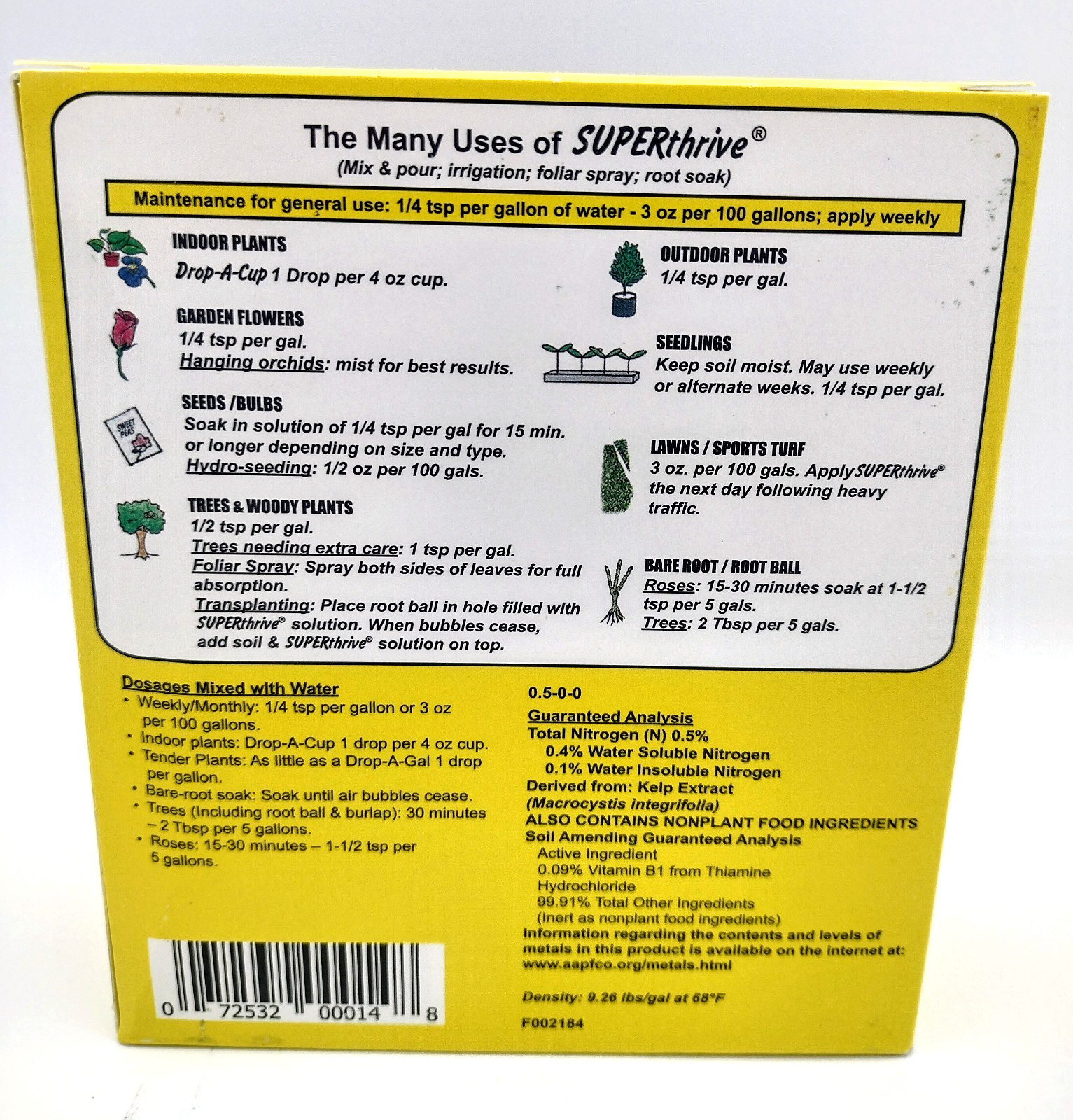 SUPERthrive Original Vitamin Kelp Solution for Indoor & Outdoor Plants Gardens