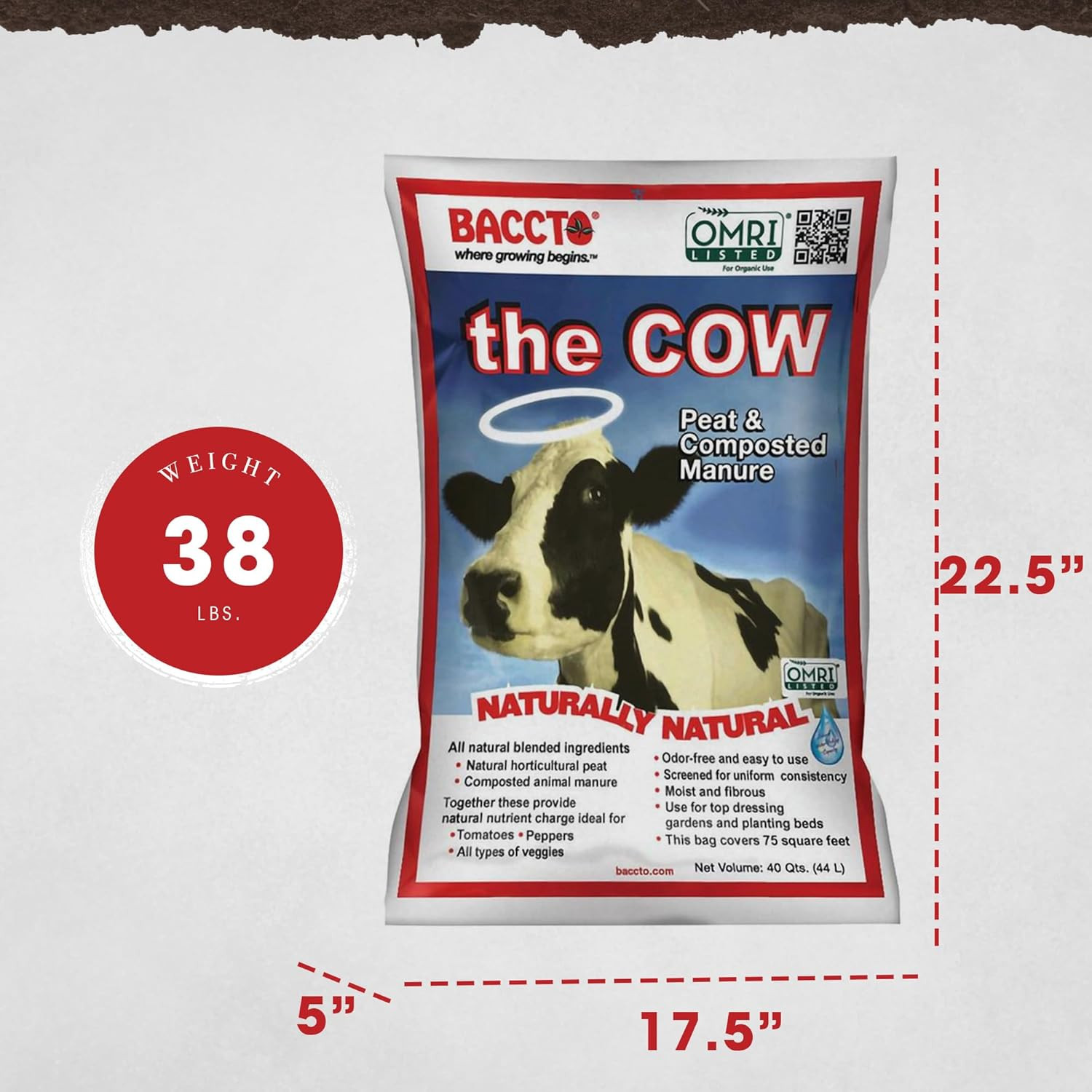 Michigan Peat Baccto Wholly Cow Horticultural Compost and Manure for Soil Amendm
