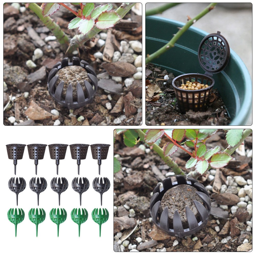 15 Pcs Gardening Fertilizer Holders Plastic Baskets With Lid For Bonsai Planting