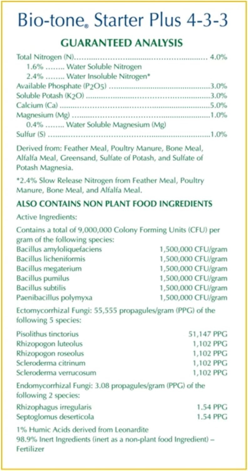 Espoma -tone Starter Plus 4-3-3 Organic Fertilizer