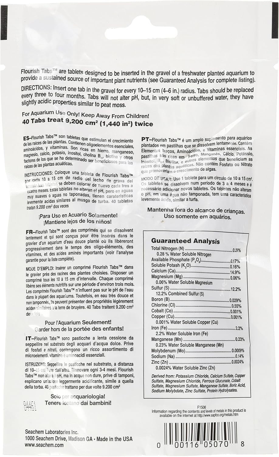 Seachem Flourish Tabs – 40 Count Aquatic Plant Growth Supplement for Lush Roots