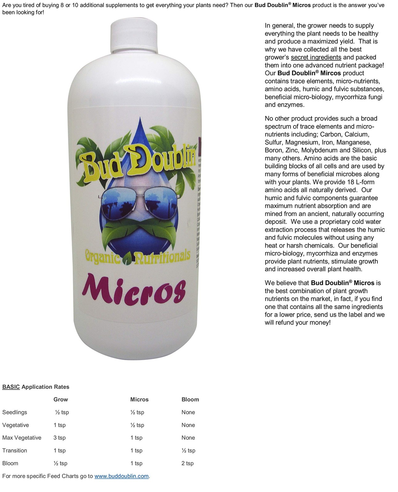 Bud Doublin Grower’s 3 Pack- Grow, Bloom & Micros (1 Quart Each, 3 Pack)