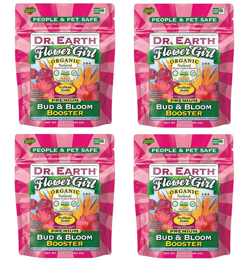 Dr. Earth 70792 1 lb Organic Natural Flower Girl Bud Bloom Fertilizer – 4 Pack