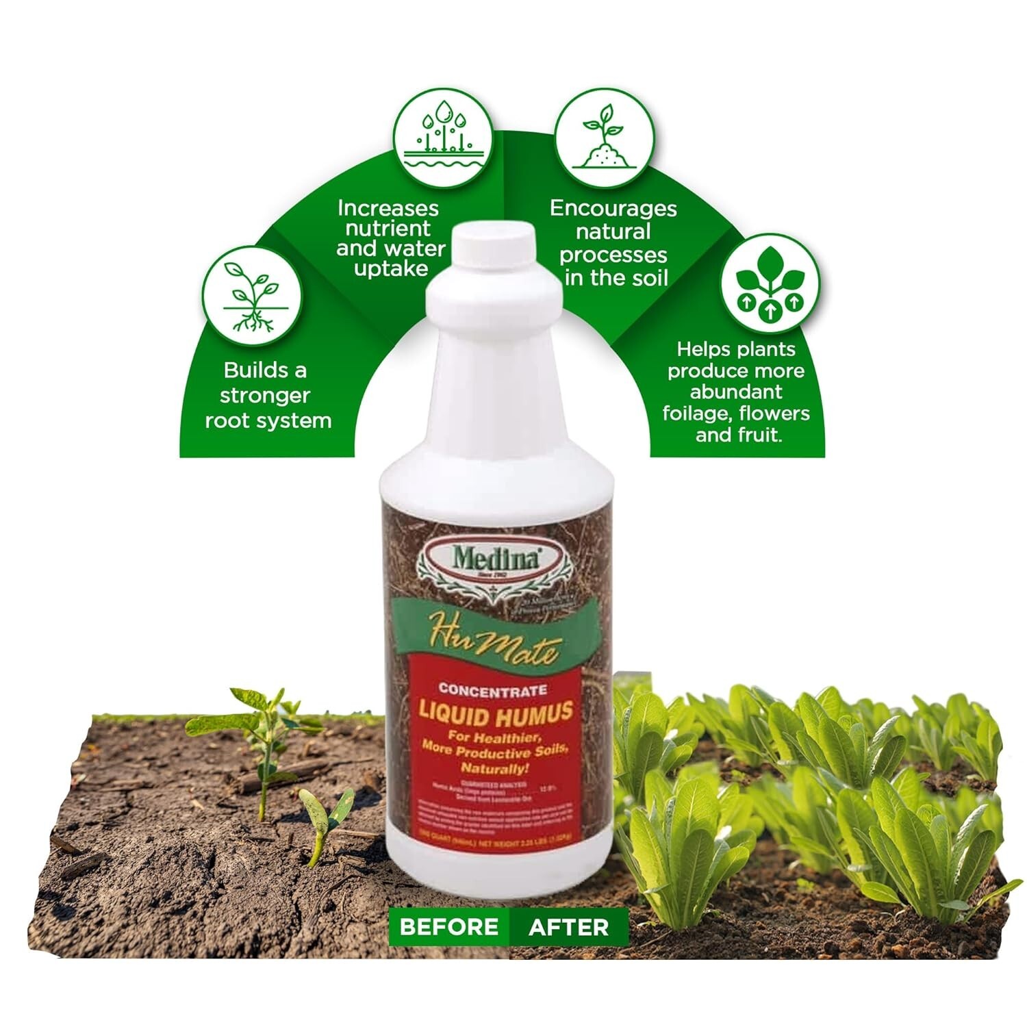 HuMate Liquid Humus – Humic Acid and Plant Nutrients 32 fl oz by Medina