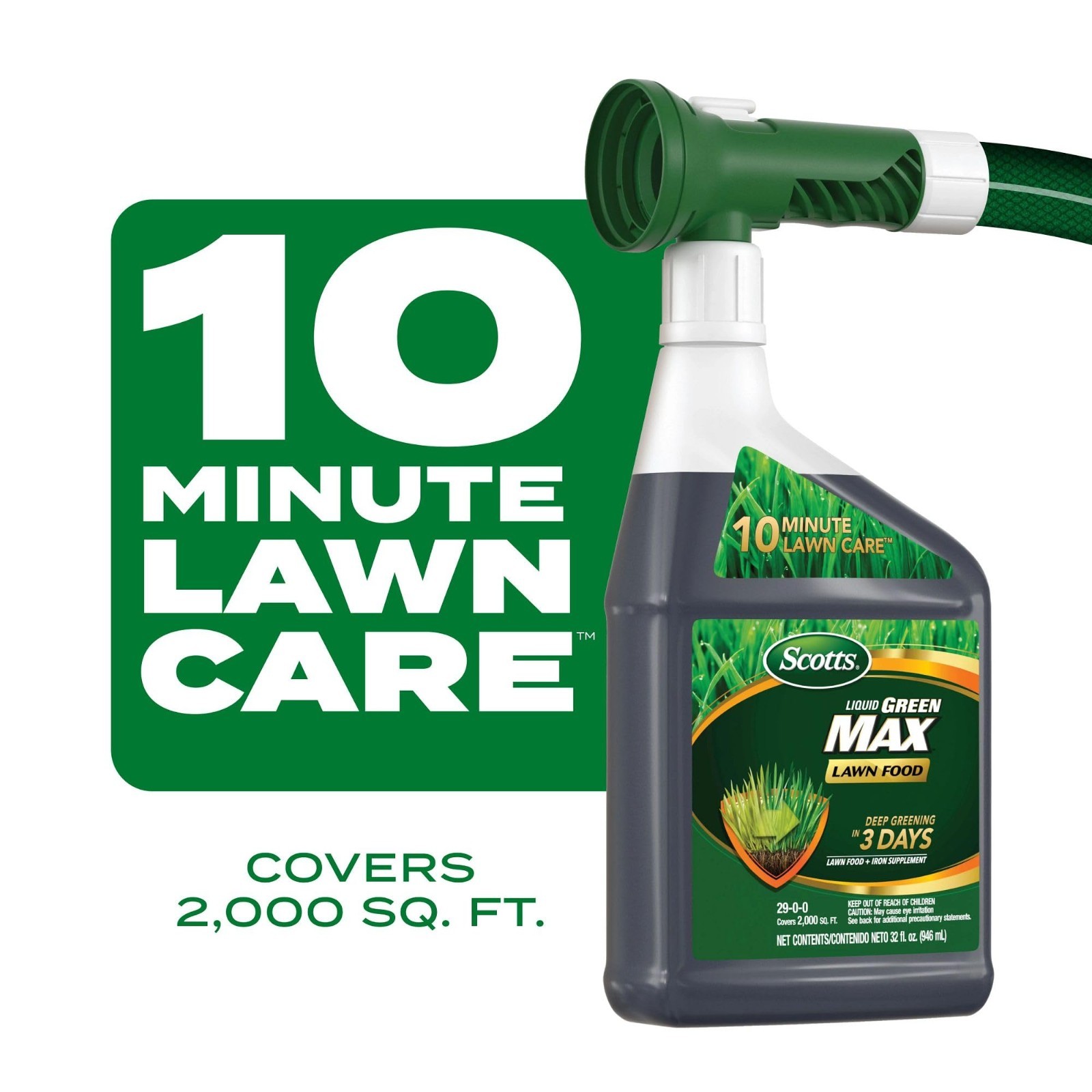 Liquid Lawn Fertilizer & Iron Supplement, 32 oz – All Grass Types, 29-0-0 NPK
