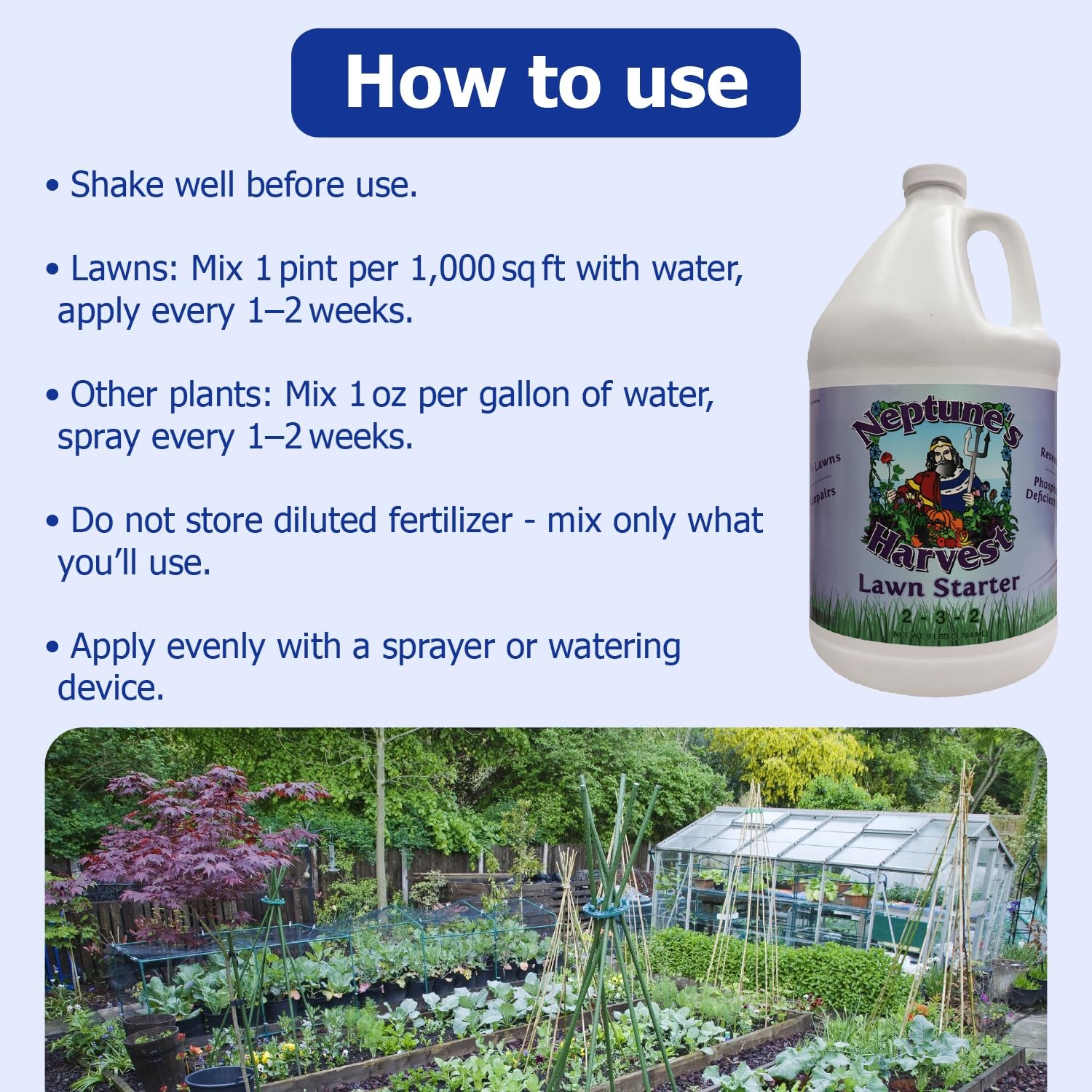 Neptune’s Harvest Lawn Starter Fertilizer (2-3-2), 1 Gallon – Liquid Lawn Fer…