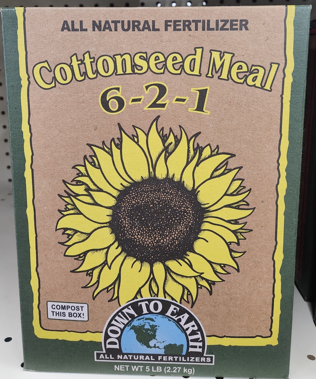 Down To Earth Organic 5lb Cottonseed Meal Fertilizer 6-2-1 New
