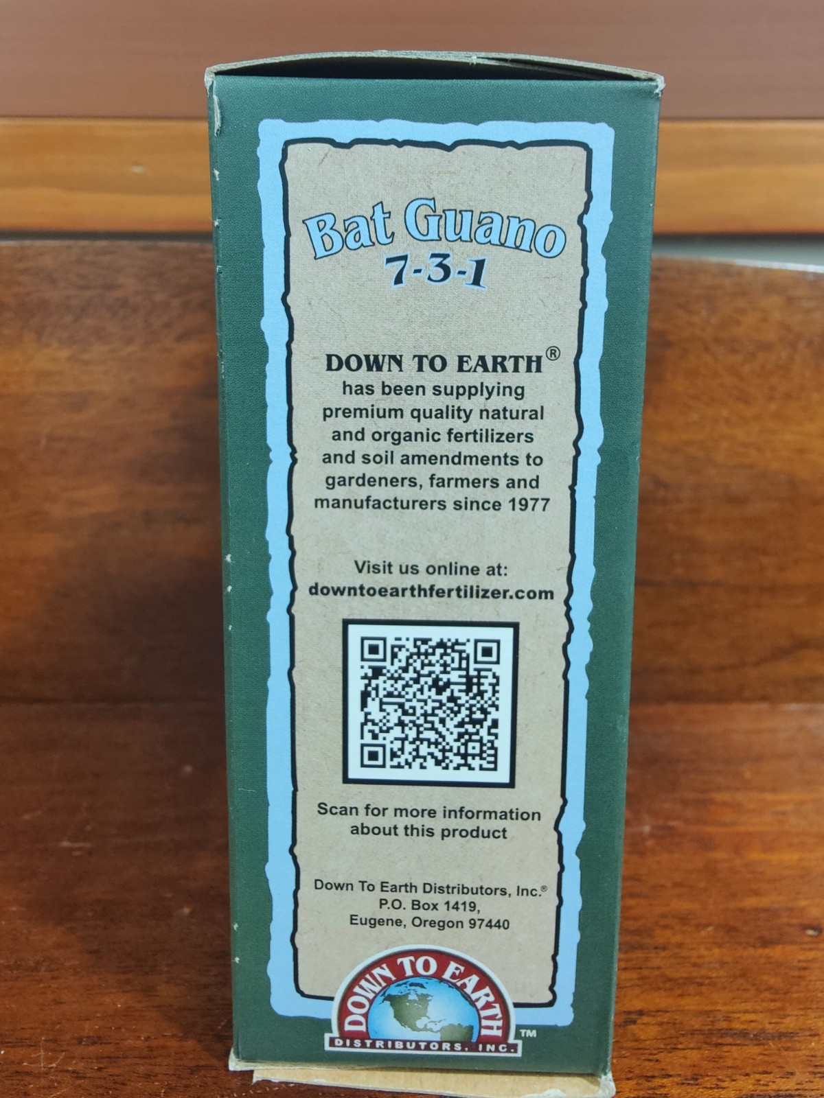 Down To Earth Bat Guano 7-3-1 All Organic Fertilizer 4oz (.12kg). Small Box.
