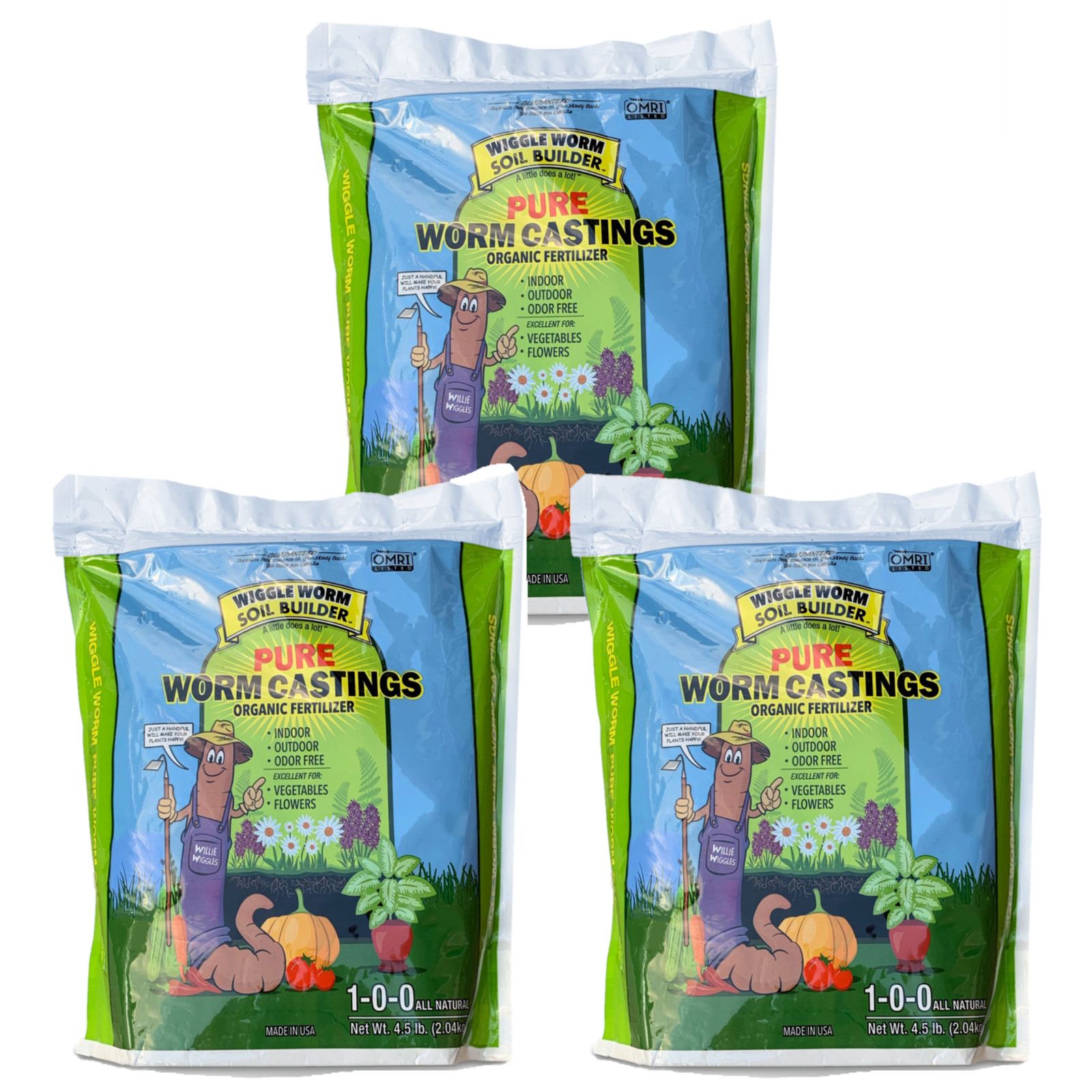 Unco Industries WIGGLE WORM Organic Earthworm Castings- 4.5 lbs (Pack of 3)