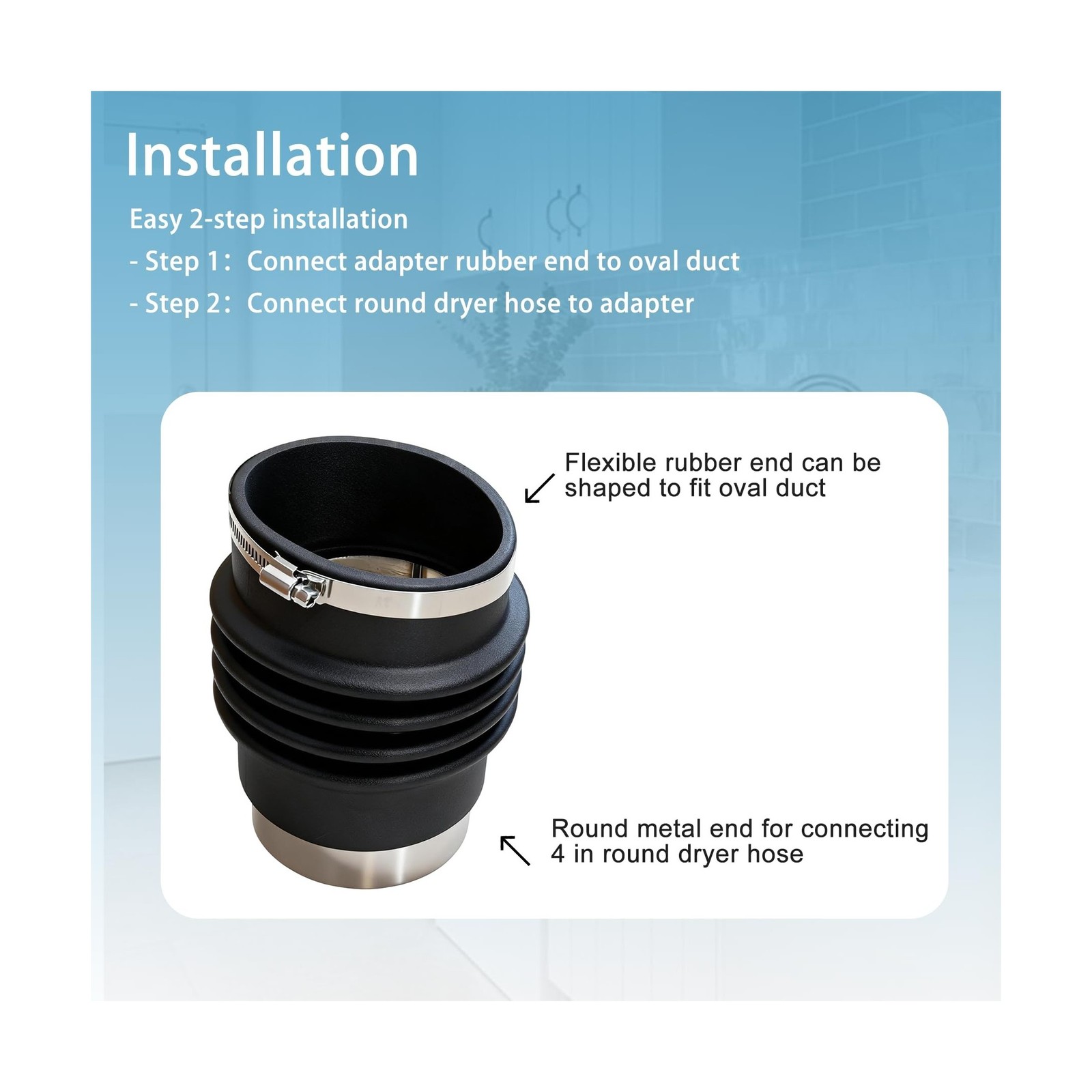 Duct Adapter Round to Oval for Dryer Vent Box Hose Connection, 4 In… Fast Ship