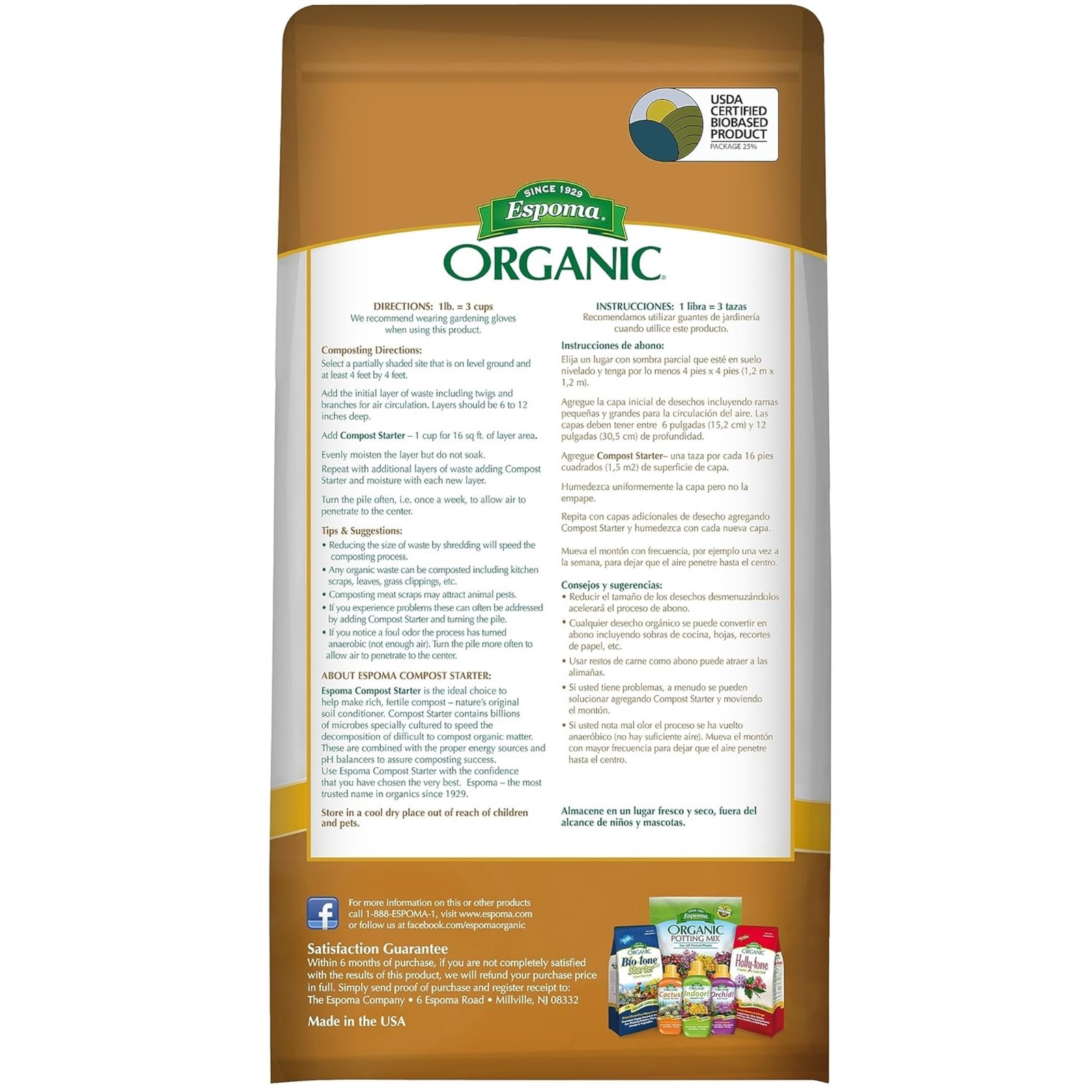Espoma Compost Starter, All-Natural/Organic Composting Aid, 4lb Bags, 3 Pack