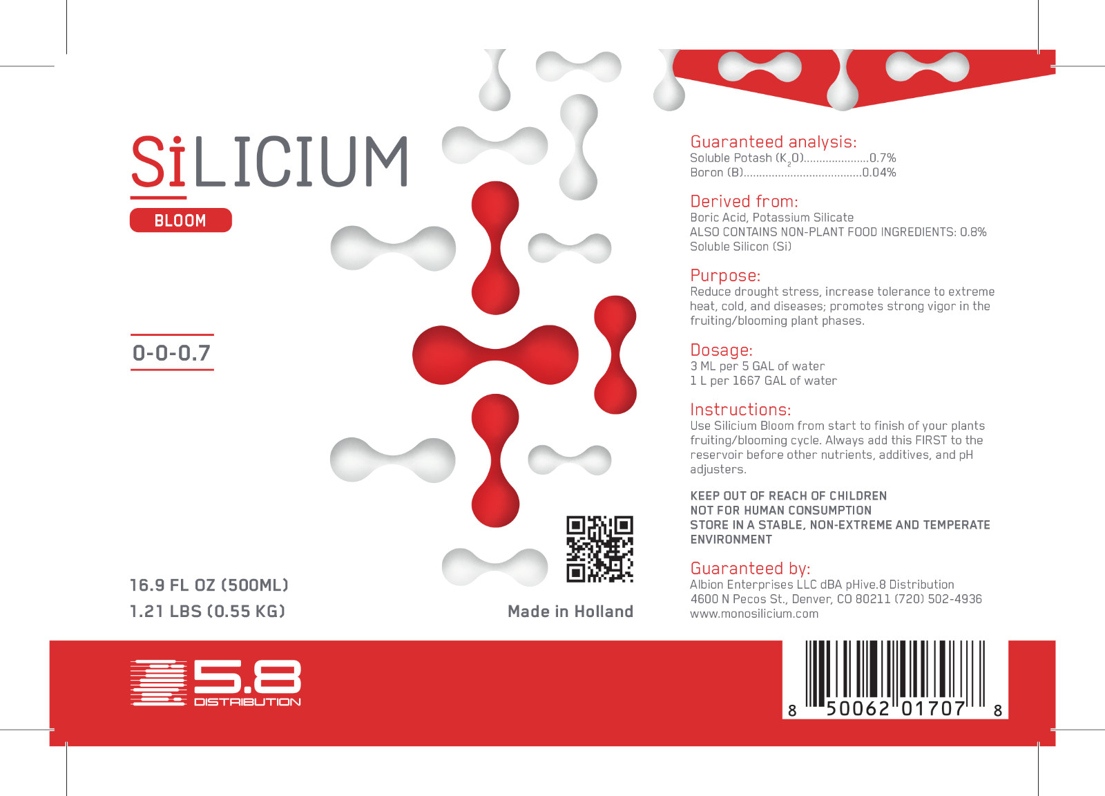 SiLicium Bloom Boosts Nutrient Uptake for Larger Blooms/Fruits 500 ml Bottle