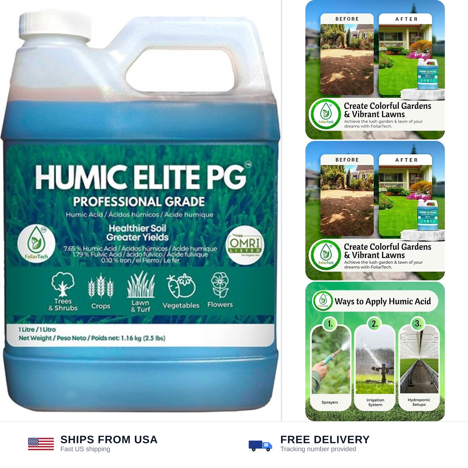 Humic Acid Organic Lawn Fertilizer – Fulvic Humic Mineral Blend for Trees, Sh…