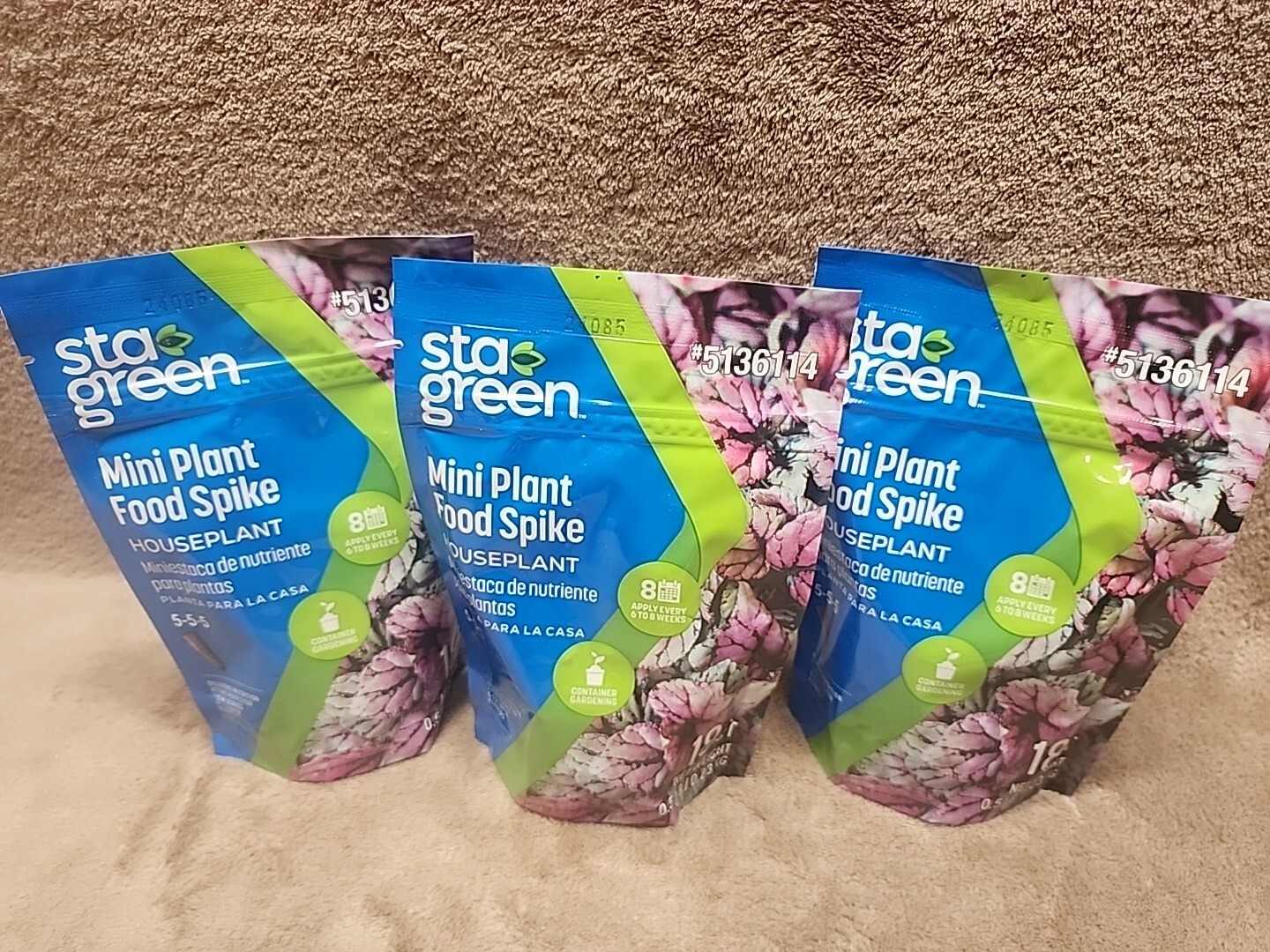 Lot of 3: STA-GREEN Mini Plant Food Spike Houseplant – 18 Spikes Per Pack