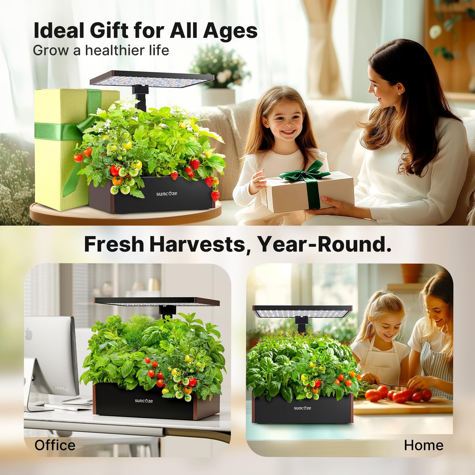 SUNCOZE 20 Pods Hydroponics Growing System Kit, Indoor Herb Garden with 30W L…