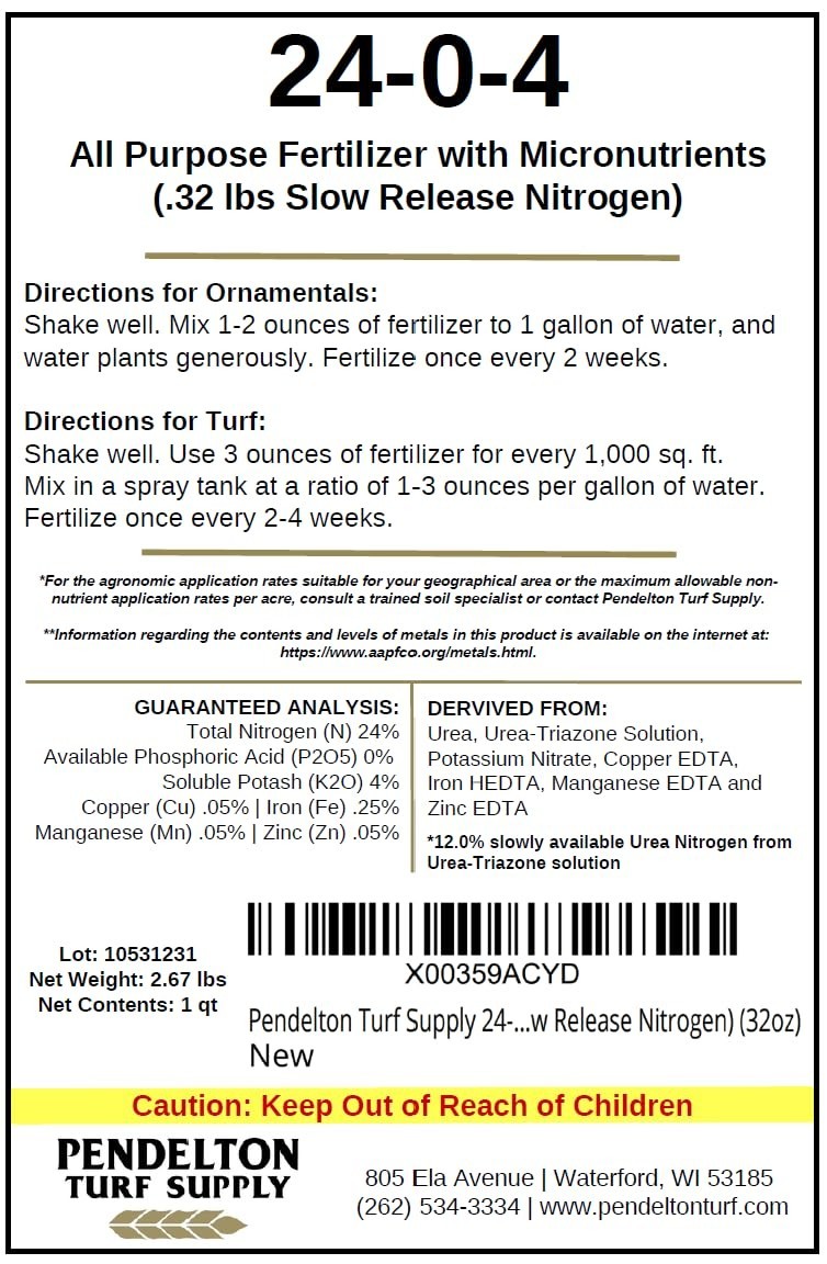 All-Purpose Liquid Fertilizer 24-0-4 with Micronutrients, 50% Slow Release Nitro