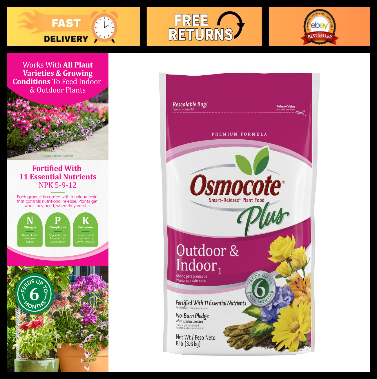 Smart-Release Plant Food 8 lb | Indoor & Outdoor Fertilizer for All Plants, 11 N