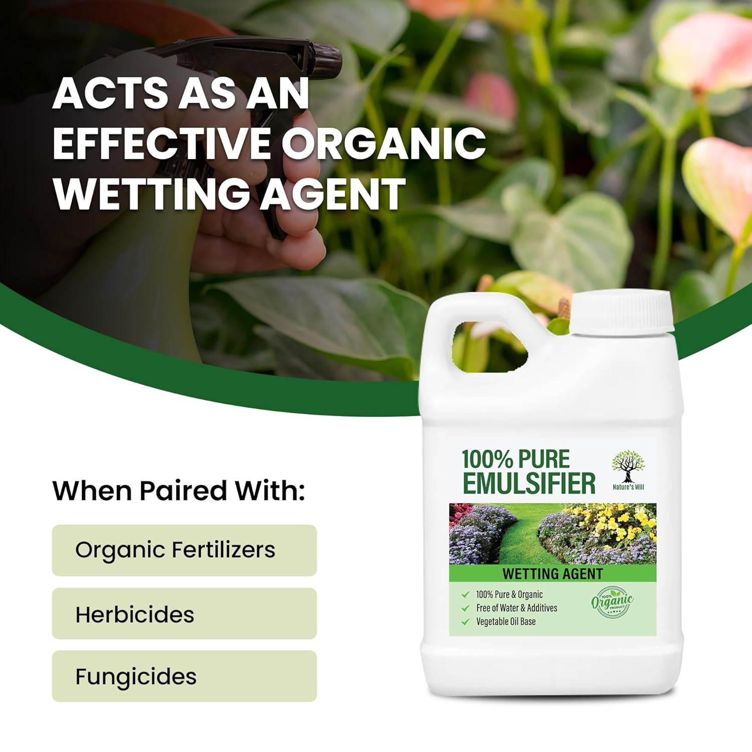 Nature’s Will Pure Organic Emulsifier – Unscented – 100% Natural Wetting Agent
