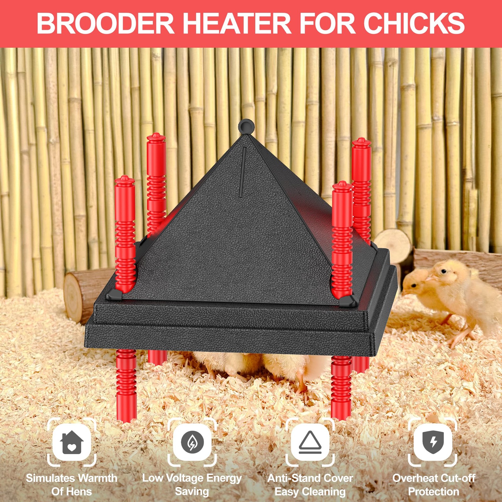 Tiflev Chick Brooder Heating Plate Anti Stand Cone Adjustable Height Brooder