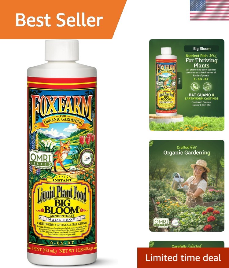 Fast-Acting Big Bloom Liquid Plant Food – Organic, 1 Pint – For Vibrant Growth
