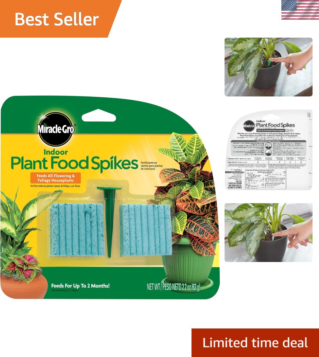 NPK Balanced Indoor Plant Food Spikes, 48 Count | Vital for Flowering Plants