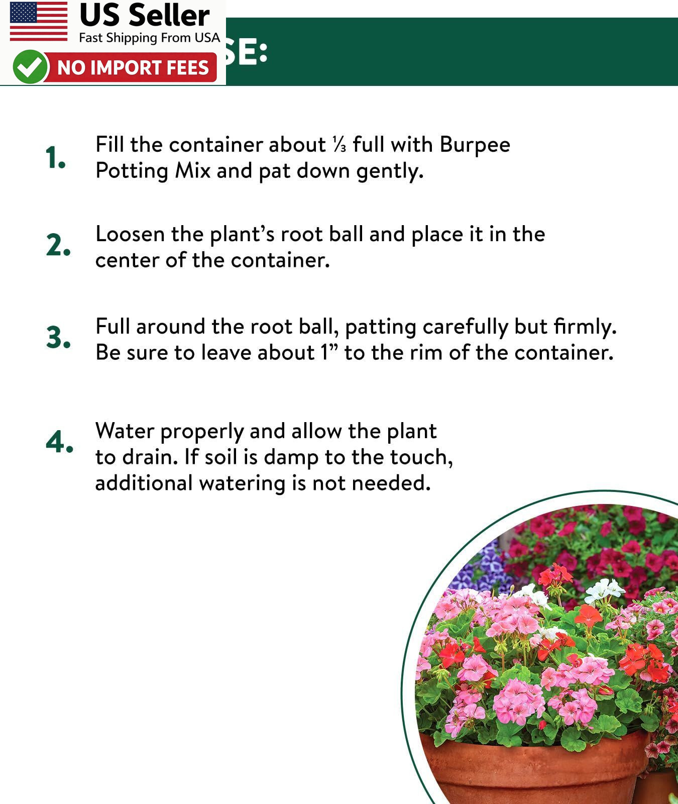 Burpee Organic Potting Soil Mix 9qt Container Vegetable Herb FROM USA