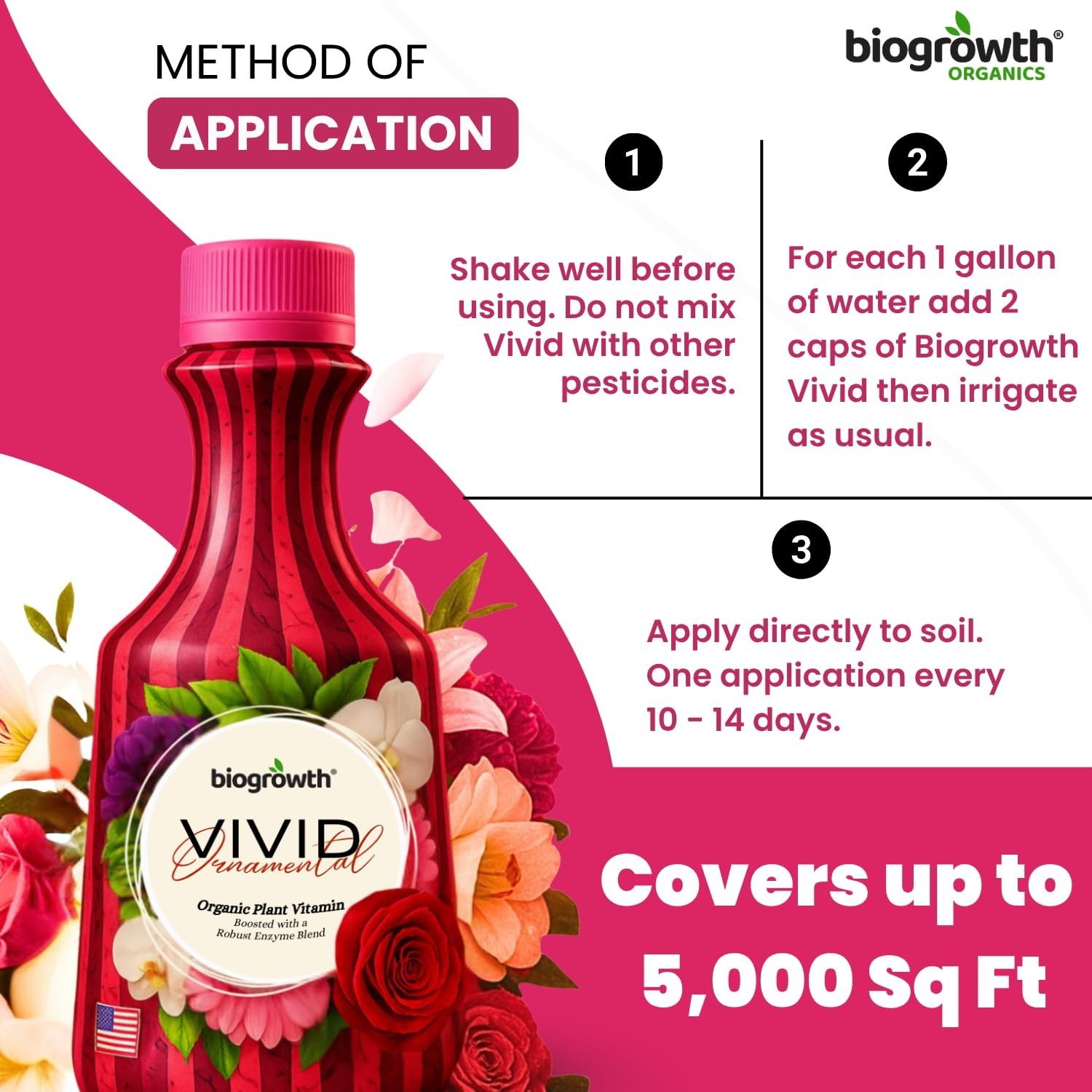 Biogrowth Vivid Enzyme Organic Plant Food – Fertilizer for Flowers and Lawns