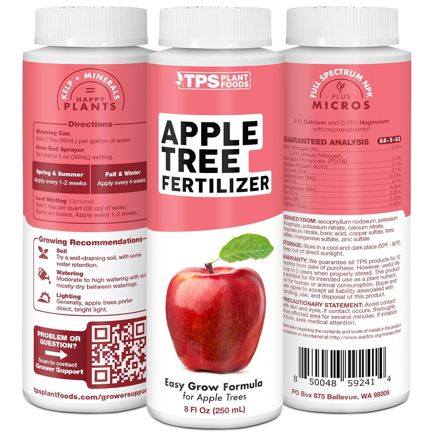 Apple Tree Fertilizer for All Apple, Pear, Nut and Fruit Trees, Liquid Plant Foo