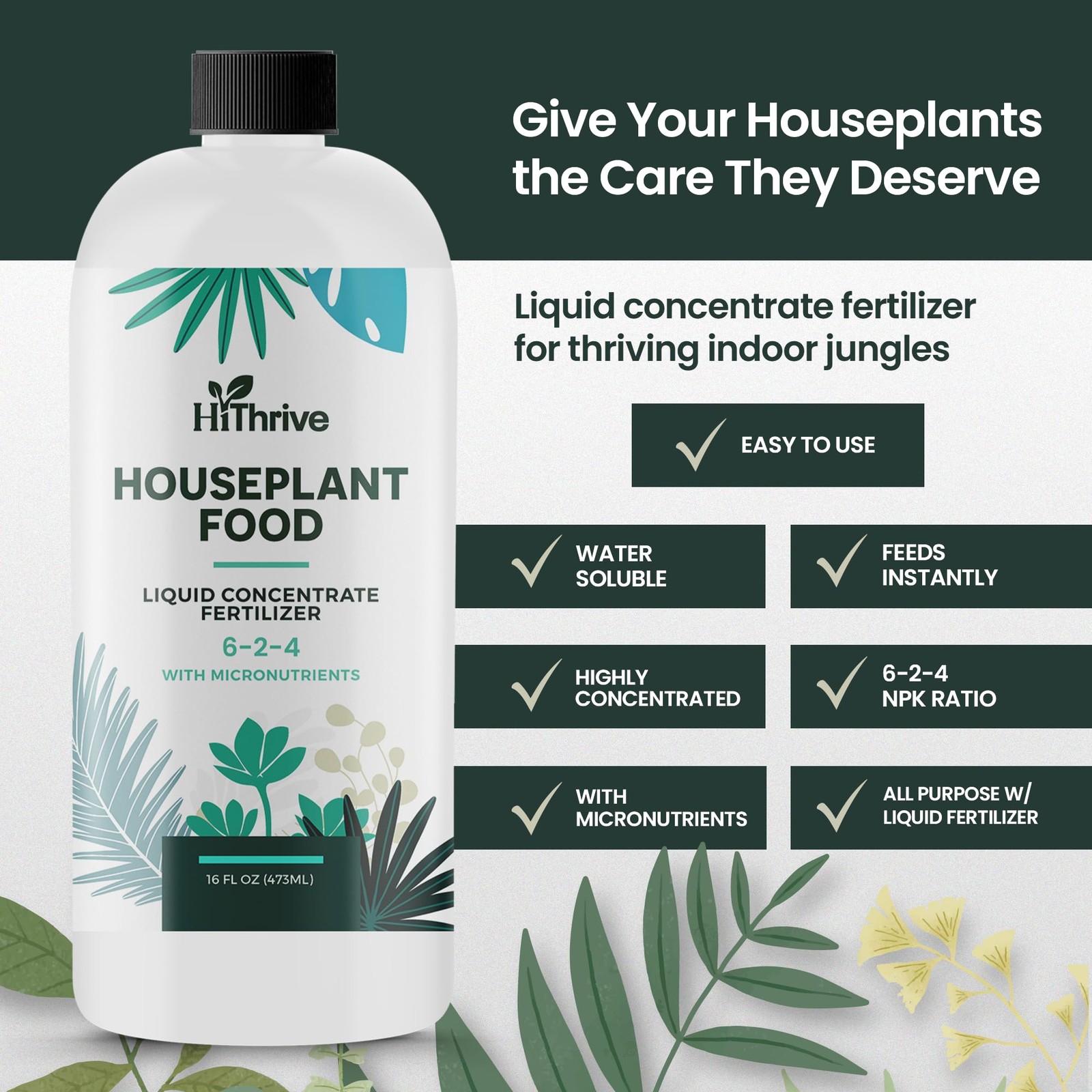 16oz Houseplant Fertilizer, All Purpose Indoor Plant Food – Makes 87+ Gallons…