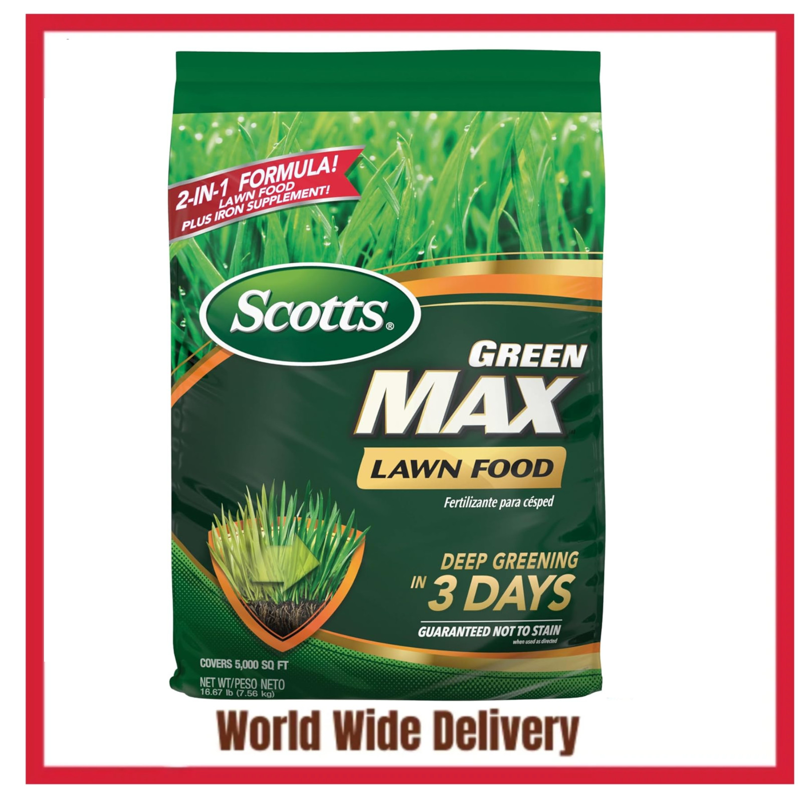 Scotts Green Max Lawn Food – Lawn Fertilizer for Grass 5,000 sq. ft., 16.67 lbs.