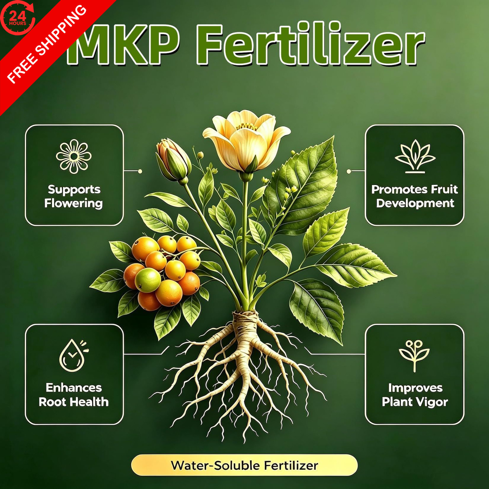 Monopotassium Phosphate MKP Fertilizer 0-52-34 Premium Grade Water 1 LB