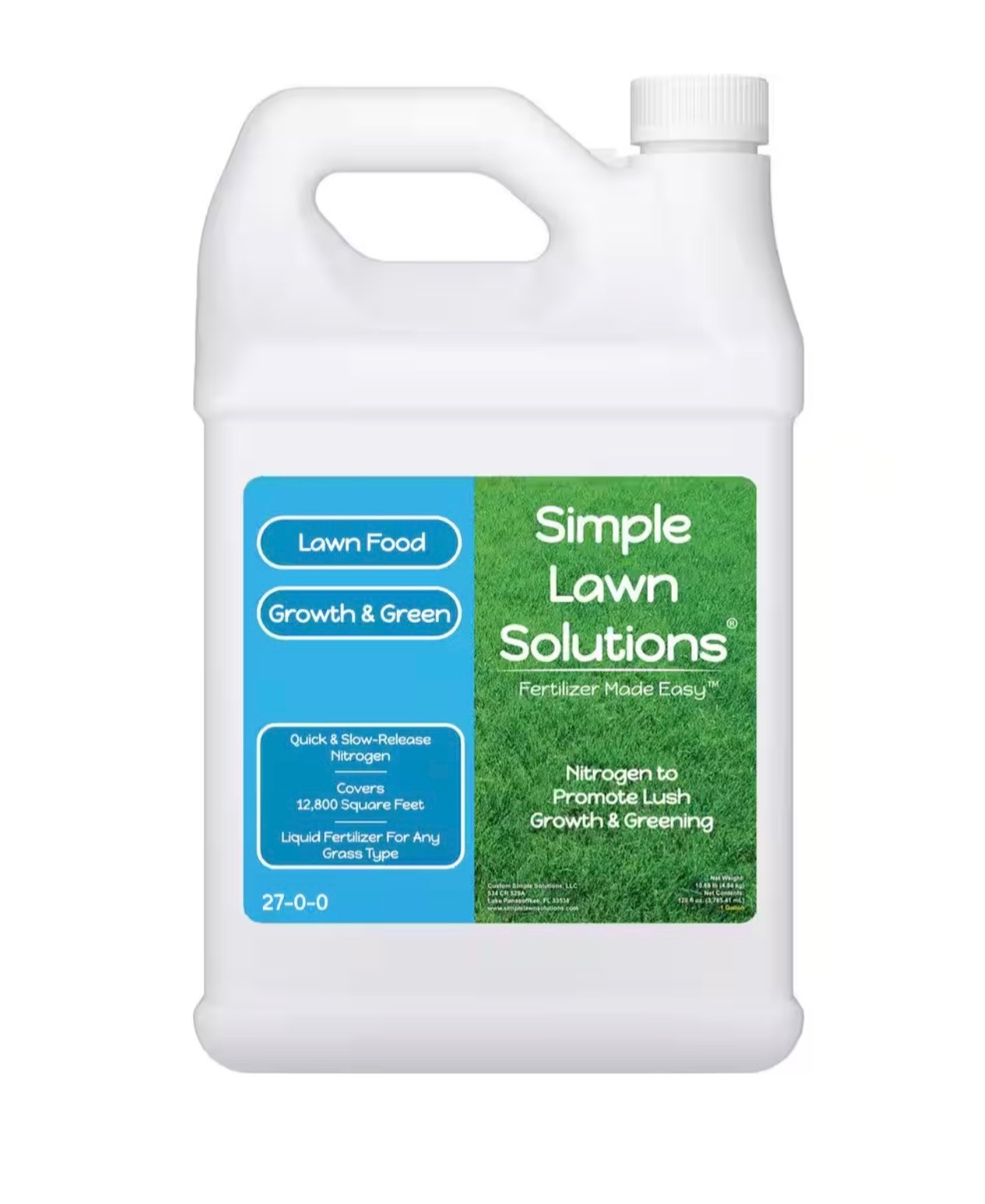 Simple Lawn Solutions 128 oz Liquid Lawn Fertilizer Growth & Green 27-0-0 12,800