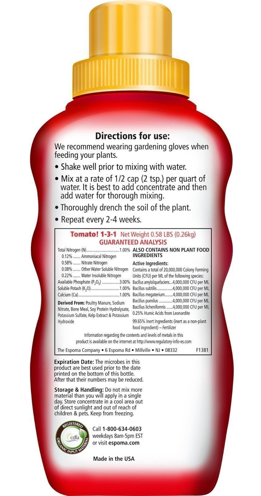 Espoma Organic 8 Ounce Concentrated Tomato! Plant Food – Plant Fertilizer for…