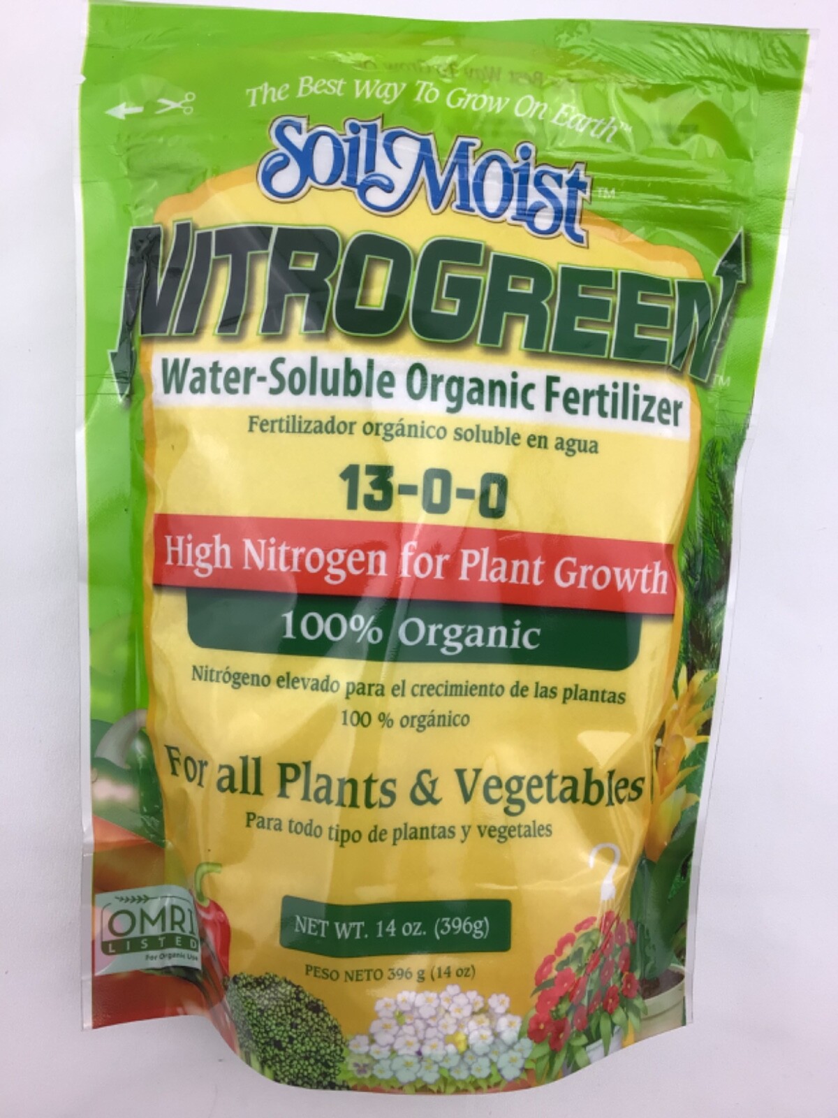 SoilMoist NitroGreen Organic Plant Fertilizer 14oz High Nitrogen Water Soluble