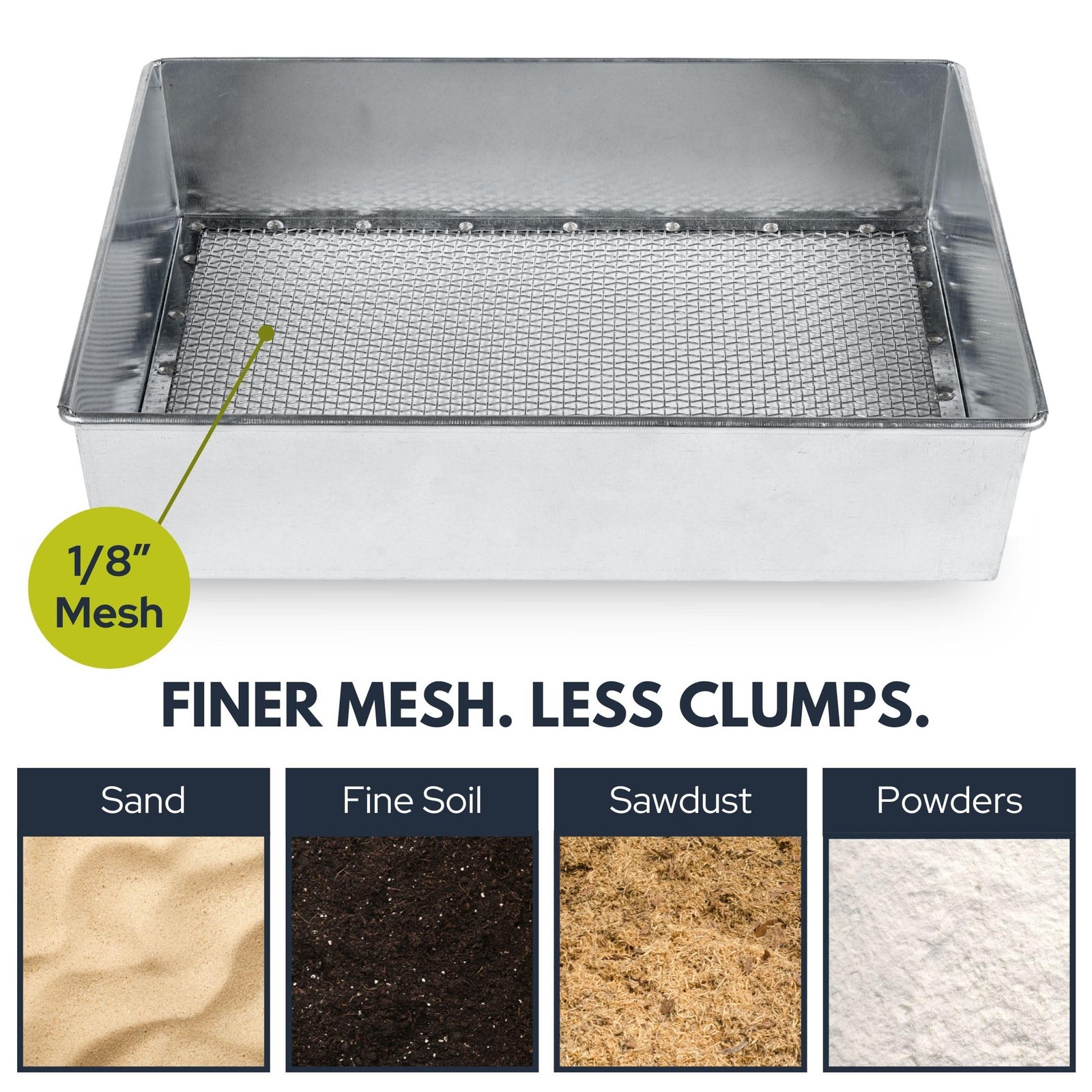 Soil Sifter, Standard Size (12 x 10 inches) with 1/8-inch Mesh, Garden Sieve …
