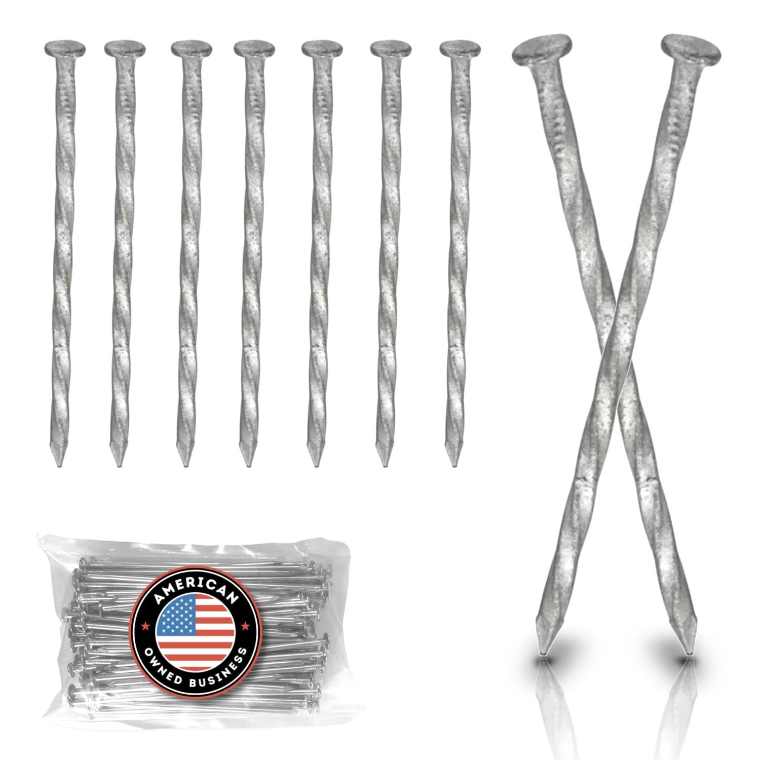 (36-Pack) Premium 6-Inch Turf Nails, Landscape Stakes, Spiral Metal Galvanize…