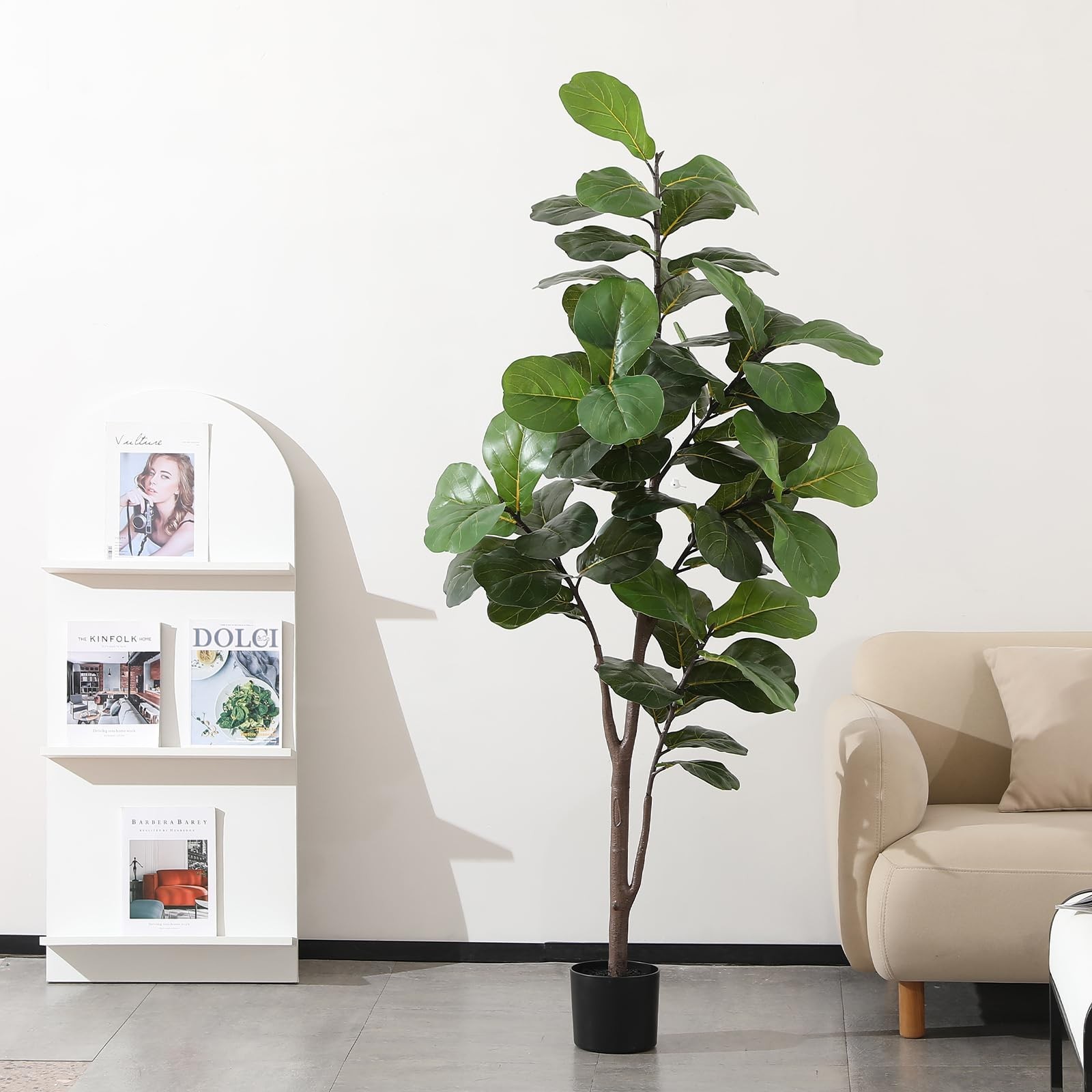 LUWENER 6ft Artificial Fiddle Leaf Fig Tree Plant,Fake Ficus Lyrata in Pot,Fi…