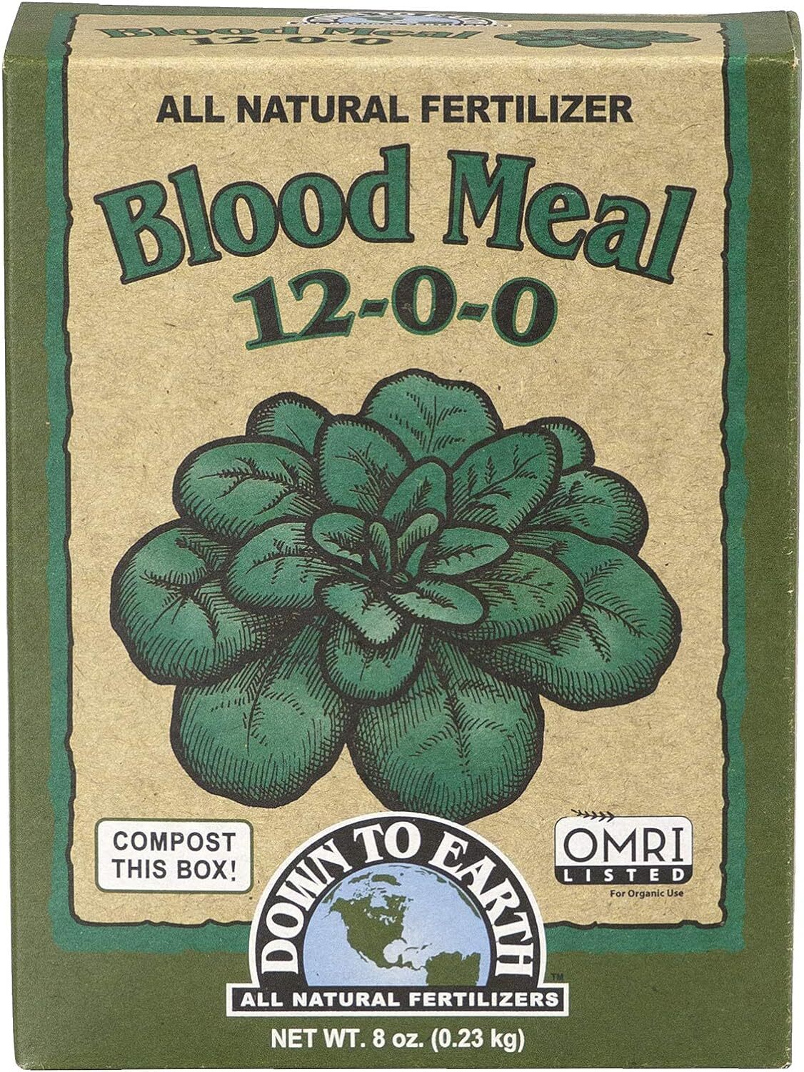 Mezcla De Fertilizante Down To Earth Blood Meal 12-0-0, 0,5 Lb