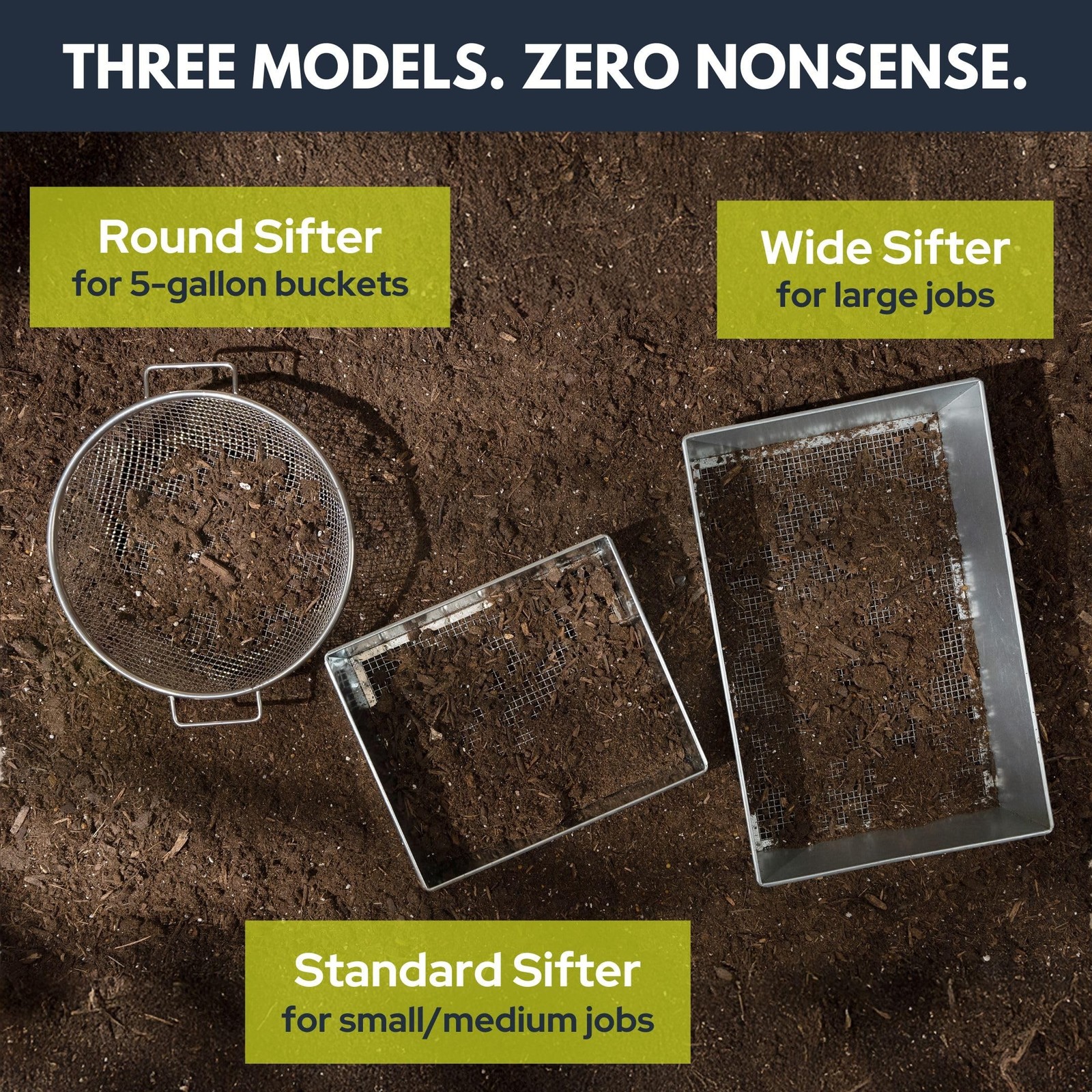 Soil Sifter, Standard Size (12 x 10 inches) with 1/8-inch Mesh, Garden Sieve …