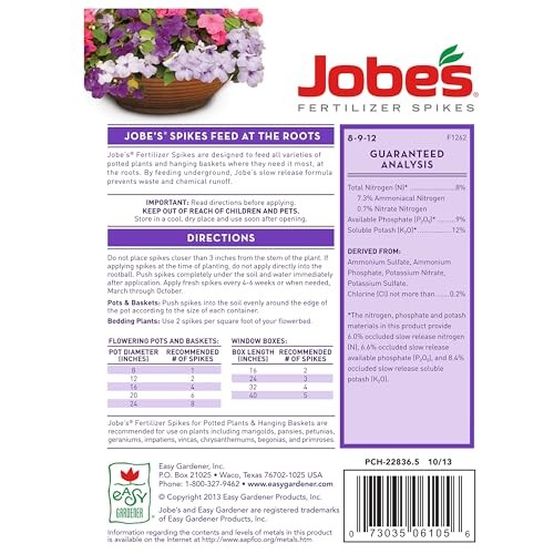 Jobe’s Fertilizer Spikes For Potted Plants 18 Spikes Slow Release Nutrients
