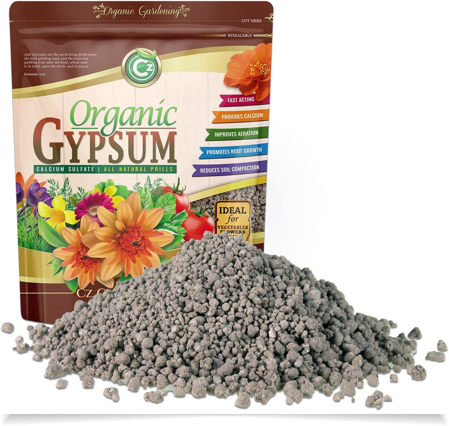 Gypsum Granules – Made in USA – Calcium Sulfate Dihydrate – Garden Soil Amendmen