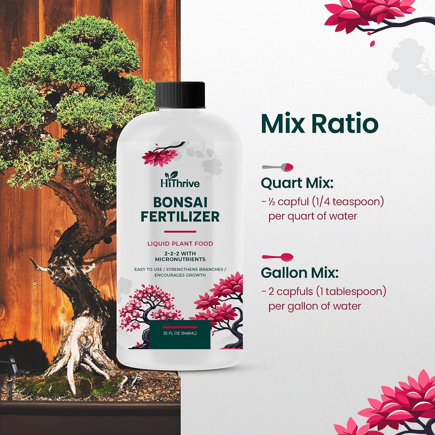 32Oz Bonsai Tree Live Liquid Plant Food – Makes 64 Gallons of Bonsai Fertilizer