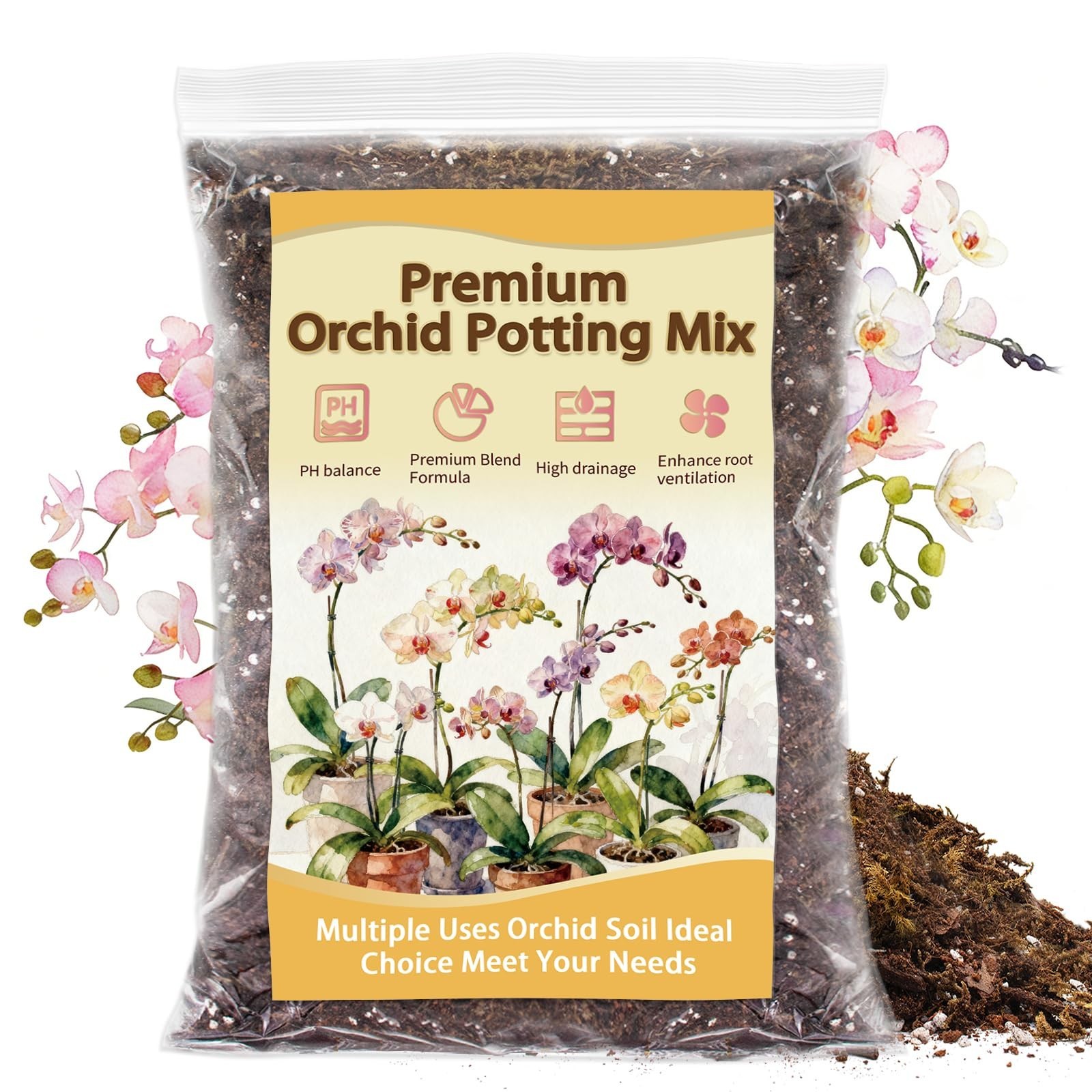 Orchid Potting Mix, Premium Orchid Soil for Repotting with Natural Pine Bark,…