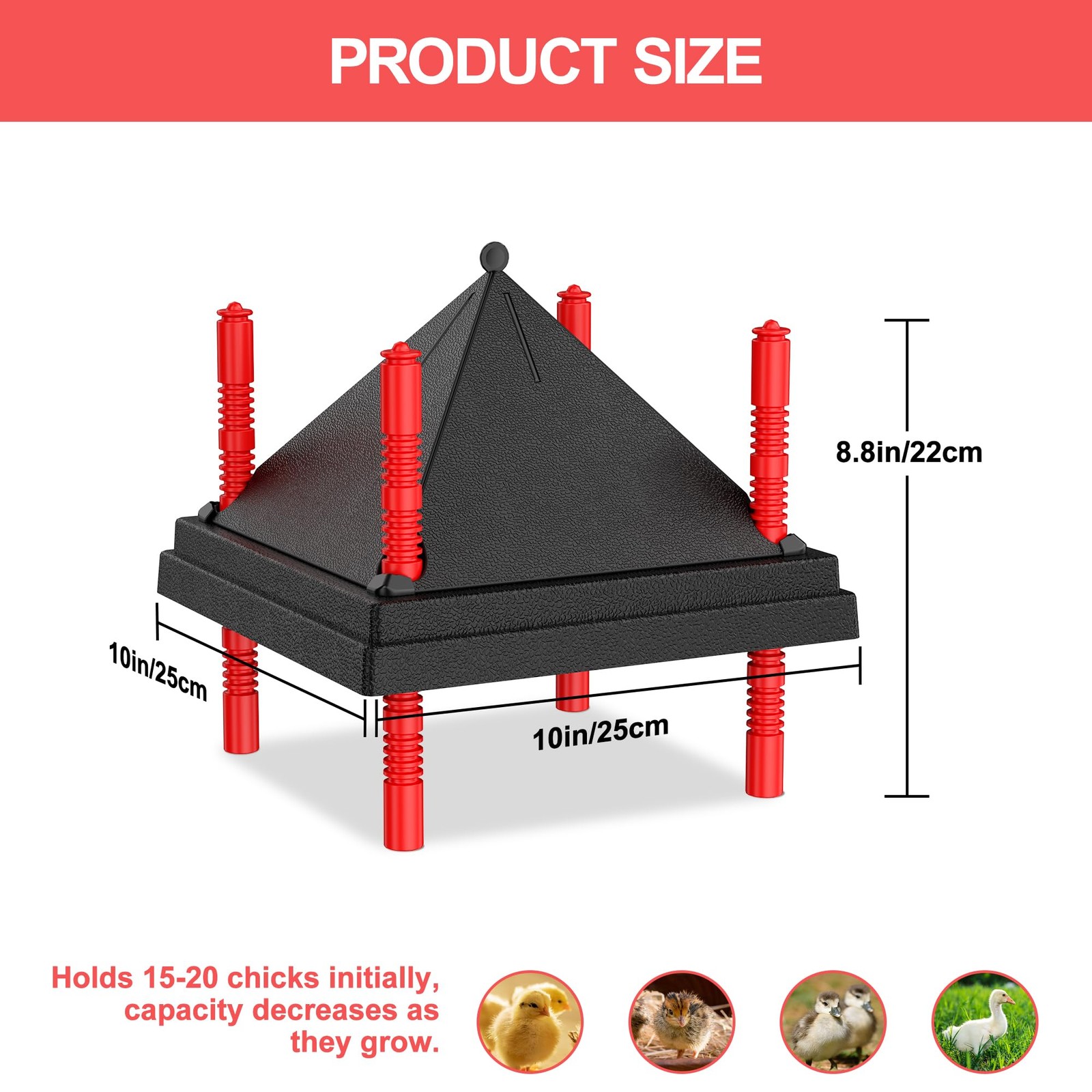 Tiflev Chick Brooder Heating Plate Anti Stand Cone Adjustable Height Brooder