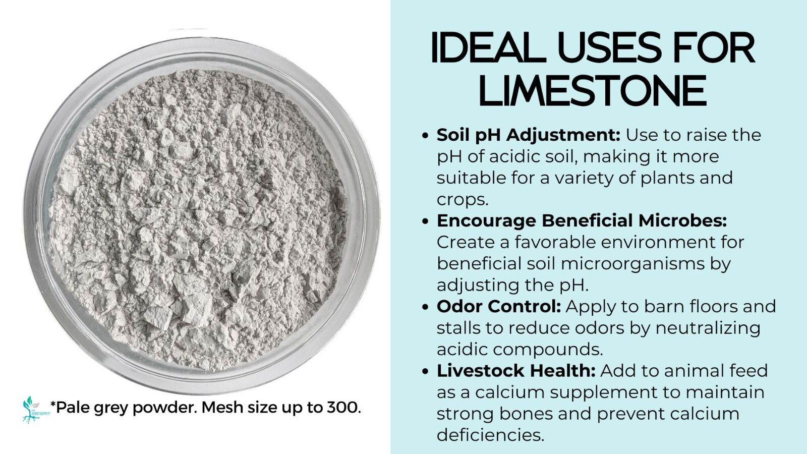 2 Pound Limestone Calcium Carbonate Powder | Organic Fertilizer | pH Neutralizer