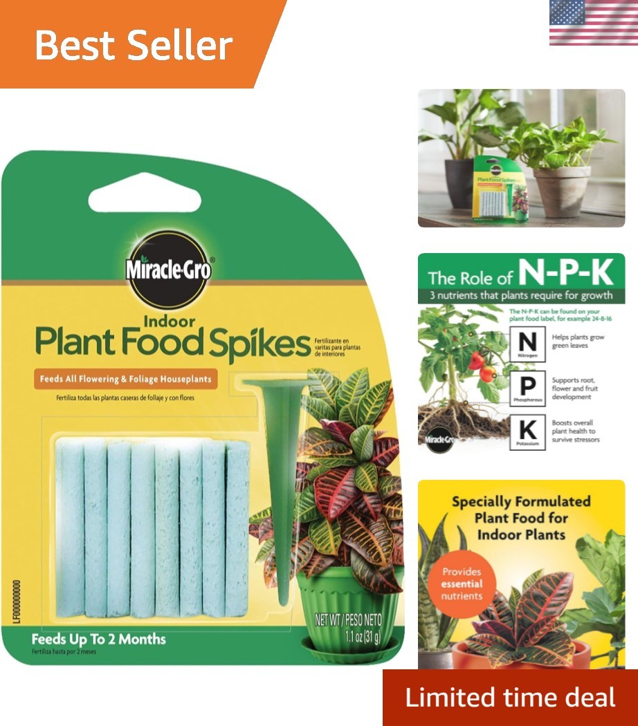 Indoor Plant Food Spikes – 24 Spikes for 2- Continuous Feeding, NPK 6-12-6
