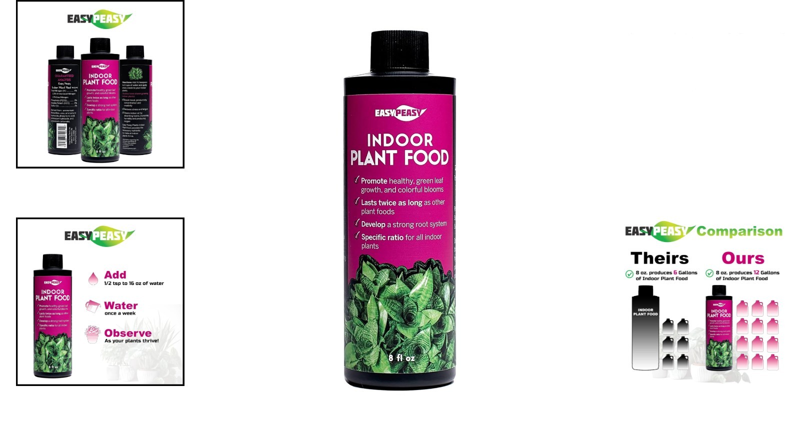 All-Purpose Liquid Fertilizer for Houseplants – 8 oz of 4-3-4 Balanced Nutrients
