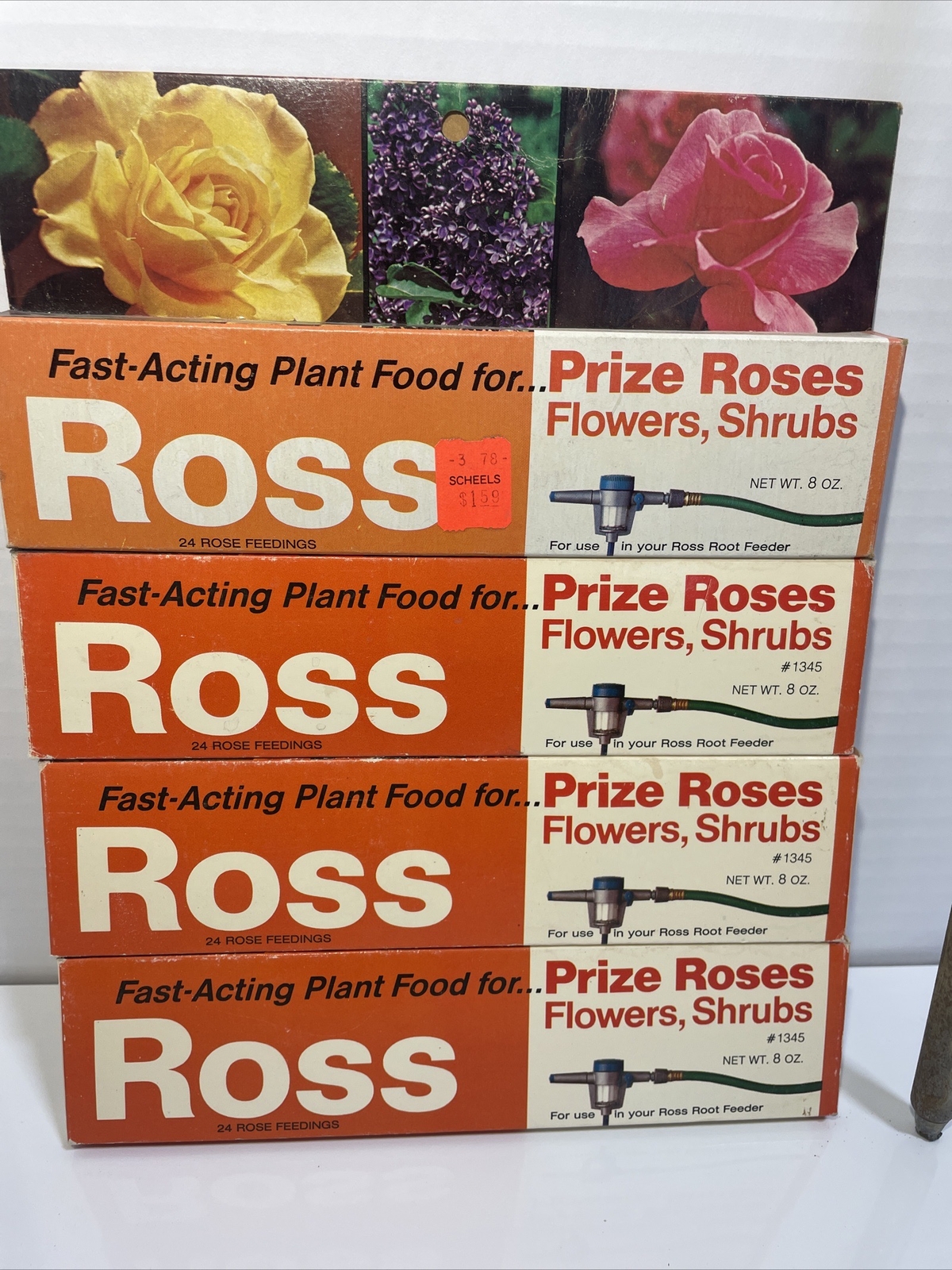 Vintage Ross Root Feeder Fertilizer Pair with Two Pounds 1970s Prize Rose Feed