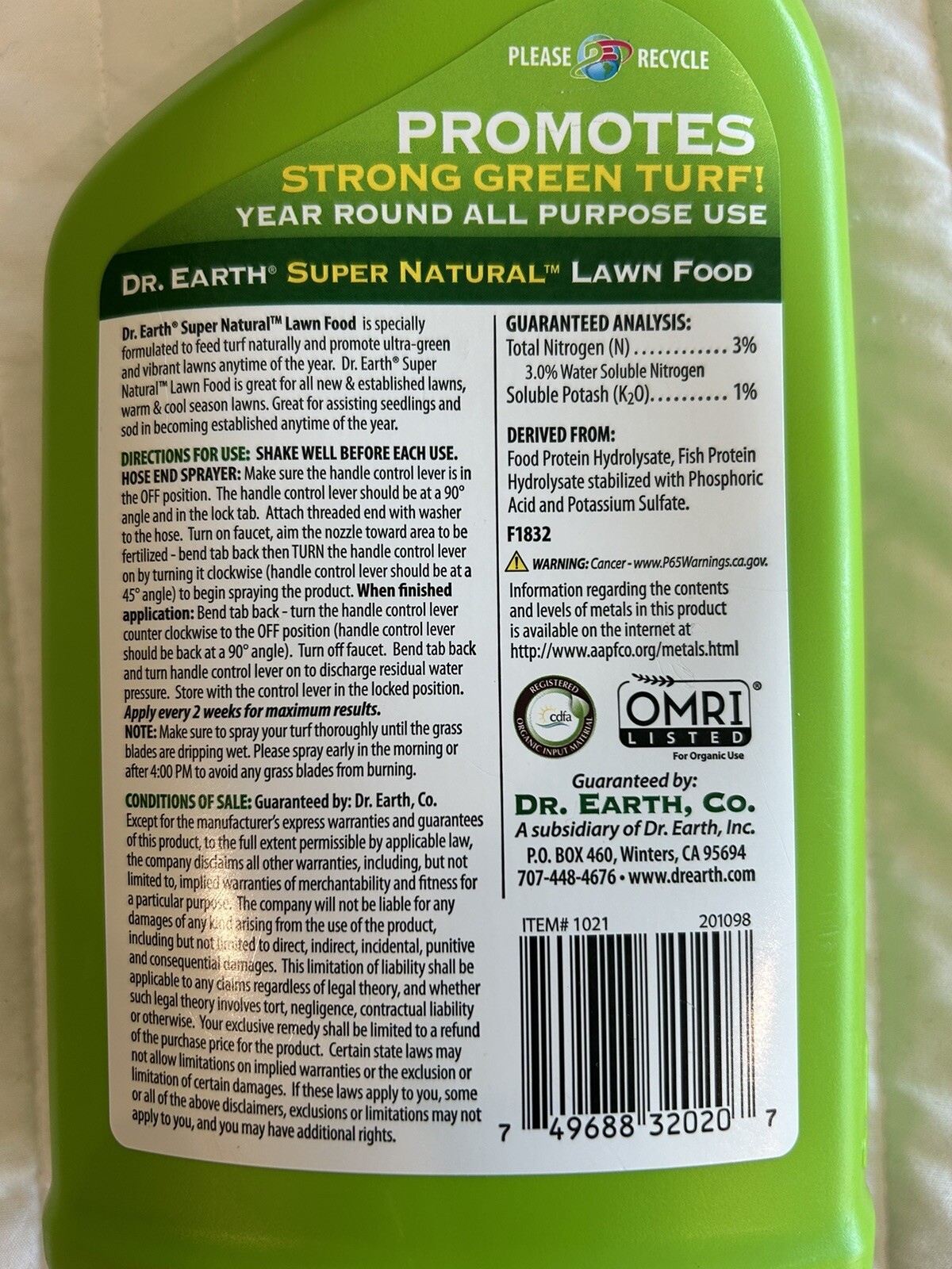 DR. EARTH 32 oz. Super Natural Ready-to-Spray Hose End Liquid Lawn Fertilizer